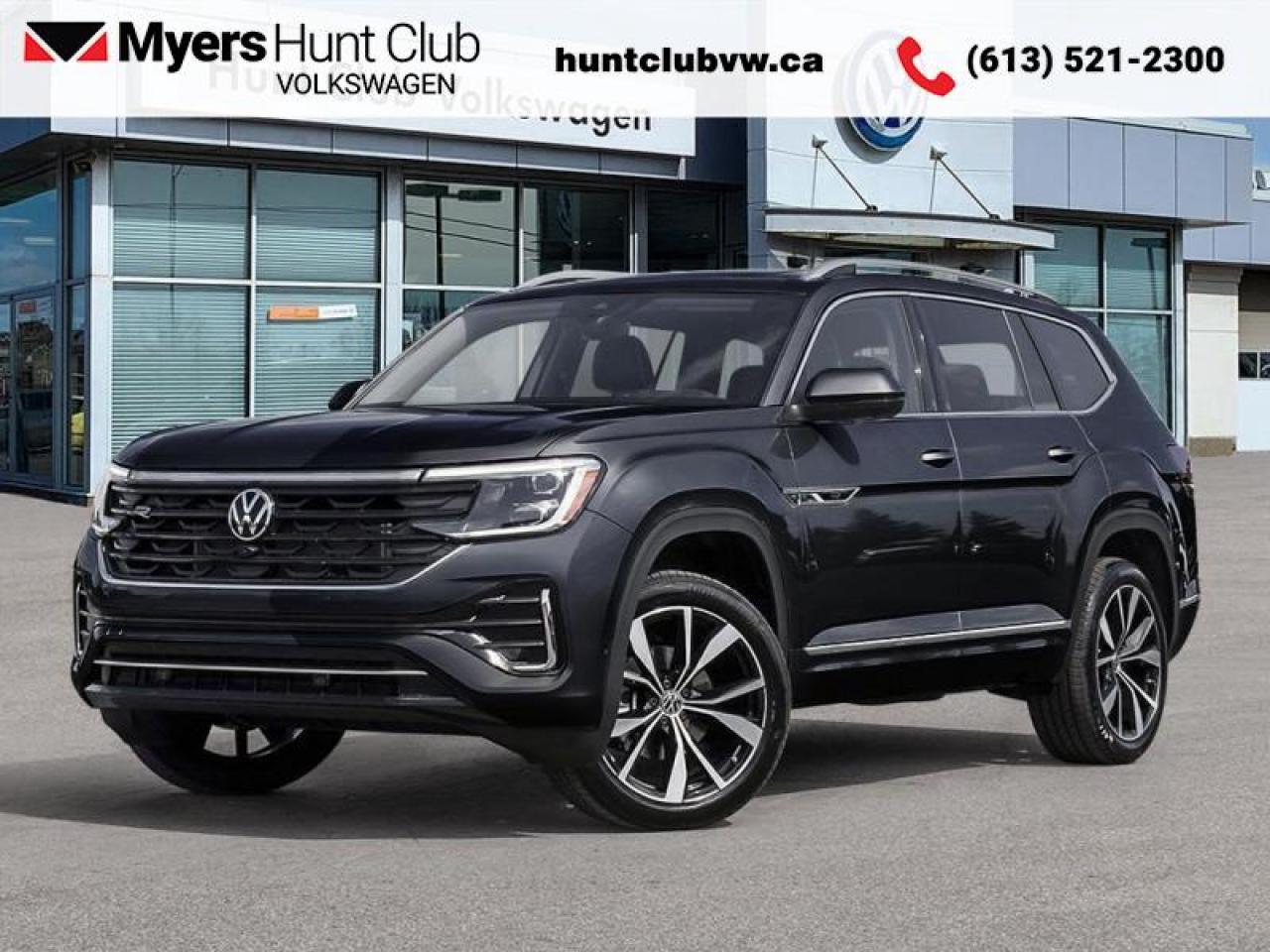 <b>Massaging Seats,  Sunroof,  Navigation,  360 Camera,  Leather Seats!</b><br> <br> <br> <br>  The 2026 Volkswagen Atlas adapts smoothly from weekday errands to full-family getaways thanks to its flexible usability and spacious layout. <br> <br>From the outside, the Atlas features a rugged stance, refined bodywork and modern lighting that give it bold SUV appeal. Inside, the cabin offers generous space across all three rows, intuitive connectivity and seating designed for both passengers and cargo. With its spacious utility, smart features and Volkswagens commitment to quality, the Atlas delivers a well-rounded choice for drivers seeking practicality without compromise.<br> <br> This deep black pearl SUV  has an automatic transmission and is powered by a  269HP 2.0L 4 Cylinder Engine. Equipped with that muscular motor it gets  12.8 L/100 km in the city and   9.4 L/100 km out on the highway according to Transport Canada.<br> <br> Our Atlass trim level is Execline. This trim rewards you with a panoramic sunroof, an aerial view camera system, and a 10-speaker harman/kardon audio system. Other standard features include ventilated and heated front seats with massage function, heated rear seats, leather upholstery, a heated steering wheel, adaptive cruise control, Car-Net 4G LTE, remote engine start, a power liftgate for rear cargo access, and a 12-inch infotainment screen with inbuilt navigation, Apple CarPlay and Android Auto. Safety features also include lane keep assist with lane departure warning, collision mitigation, blind spot alert, front and rear parking sensors, and forward collision mitigation. This vehicle has been upgraded with the following features: Massaging Seats,  Sunroof,  Navigation,  360 Camera,  Leather Seats,  Premium Audio,  Cooled Seats. <br><br> <br>To apply right now for financing use this link : <a href=https://www.huntclubvw.com/requests/credit.html target=_blank>https://www.huntclubvw.com/requests/credit.html</a><br><br> <br/>    Incentives expire 2026-01-02.  See dealer for details. <br> <br>At Myers Hunt Club Volkswagen, our focus is customers like you. Our dedicated service, parts, and sales team are here to make your automotive experience a special one. We are very proud of our achievements and awards over the last 25 years and are committed to providing the same great service to our present and future customers. If youre looking for a vehicle, Myers Hunt Club Volkswagen is your destination for new, used, and certified pre-owned Volkswagen vehicles as well as other makes and models. Whatever your needs, we can help you here at Myers Hunt Club Volkswagen. </br><br> Come by and check out our fleet of 70+ used cars and trucks and 80+ new cars and trucks for sale in Gloucester.  o~o