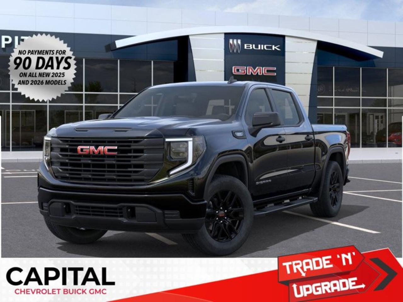This GMC Sierra 1500 boasts a Turbocharged Gas I4 2.7L/166 engine powering this Automatic transmission. TRANSMISSION, 8-SPEED AUTOMATIC, (COLUMN SHIFTER) ELECTRONICALLY CONTROLLED with overdrive and tow/haul mode. Includes Cruise Grade Braking and Powertrain Grade Braking (STD), TRAILER BRAKE CONTROLLER, INTEGRATED, TAILGATE, GMC MULTIPRO TAILGATE with six functional load/access features (Includes (QT5) EZ Lift power lock and release tailgate..*This GMC Sierra 1500 Comes Equipped with These Options *PRO VALUE PACKAGE includes (PCI) Convenience Package and (Z82) Trailering Package , REAR AXLE, 3.42 RATIO, PRO PREFERRED EQUIPMENT GROUP includes standard equipment, GVWR, 7000 LBS. (3175 KG) (STD), GRAPHITE EDITION includes (U2K) SiriusXM, (VT5) body-colour rear bumper, (VB5) body colour front bumper, (B30) colour-keyed carpeting, (BTV) Remote Start, (UTJ) Theft-deterrent system, (RD3) 20 6-spoke High gloss Black painted aluminum wheels, and (QAB) 275/60R20 all-season tires and Body colour upper grille., ENGINE, 2.7L TURBOMAX (310 hp [231 kW] @ 5600 rpm, 430 lb-ft of torque [583 Nm] @ 3000 rpm) Includes (KW5) 220-amp alternator.) (STD), ENGINE BLOCK HEATER, AUTO-LOCKING REAR DIFFERENTIAL, Wireless, Apple CarPlay / Wireless Android Auto, Windows, power rear, express down (Not available on Regular Cab models.).* Visit Us Today *For a must-own GMC Sierra 1500 come see us at Capital Chevrolet Buick GMC Inc., 13103 Lake Fraser Drive SE, Calgary, AB T2J 3H5. Just minutes away!