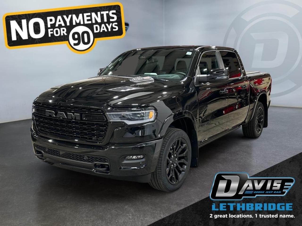 <b>Power Tailgate, Power Running Boards, Premium Audio, Massage Seats, Cooled Seats!</b><br /> <br /> <br /> <br />Dominate workdays and weekends alike with the 2026 Ram 1500, where capability meets class. <br /> <br />The Ram 1500's unmatched luxury transcends traditional pickups without compromising its capability. Loaded with best-in-class features, it's easy to see why the Ram 1500 is so popular. With the most towing and hauling capability in a Ram 1500, as well as improved efficiency and exceptional capability, this truck has the grit to take on any task.<br /> <br />This Diamond Black Crystal Metallic Crew Cab 4X4 pickup has an Automatic transmission and is powered by a 540HP 3.0L Straight 6 Cylinder Engine. <br /> <br /> Our 1500's trim level is Limited. A power tailgate, power running boards, power-adjustable pedals and auto-leveling suspension are among the great upgrades you enjoy in this Ram 1500 Limited. Also standard include ventilated and heated front and rear seats, massaging front seats, leather upholstery, a heated leather steering wheel, a 19-speaker harman/kardon audio system, and a 12-inch infotainment screen powered by Uconnect 5W with inbuilt navigation, Apple CarPlay, Android Auto and 4G LTE Wi-Fi hotspot. Additional features include class IV towing equipment, a trailer wiring harness, front and rear parking sensors, blind spot detection, lane keeping assist with lane departure warning, remote start, adaptive cruise control, and even more! This vehicle has been upgraded with the following features: Power Tailgate, Power Running Boards, Premium Audio, Massage Seats, Cooled Seats, Navigation, Heated Steering Wheel.<br /><br /> <br />To apply right now for financing use this link: <a href=https://www.bridgecitychrysler.com/pre-approval/ target=_blank rel=nofollow noopener noreferrer>https://www.bridgecitychrysler.com/pre-approval/</a><br /><br /> <br /><br />As a premier Chrysler, Dodge, Jeep and RAM dealership, Bridge City Chrysler proudly offers an extensive selection of new and used vehicles to meet every drivers needs. Customers across Lethbridge, Fort Macleod, Taber, Claresholm, Coaldale, and beyond trust us for daily vehicle specials, certified service and parts, and a seamless online inventory experience. <br /><br /> With competitive financing options and expert support, we make car buying easy and enjoyable. <br /><br /> Ready to hit the road? Schedule your test drive today at Bridge City Chrysler, your trusted Chrysler, Dodge, Jeep and RAM dealer in Lethbridge, Alberta.<br /><br /> Vehicle pricing offer shown expires 2026-01-31. <br /> Come by and check out our fleet of 80+ used cars and trucks and 120+ new cars and trucks for sale in Lethbridge. o~o