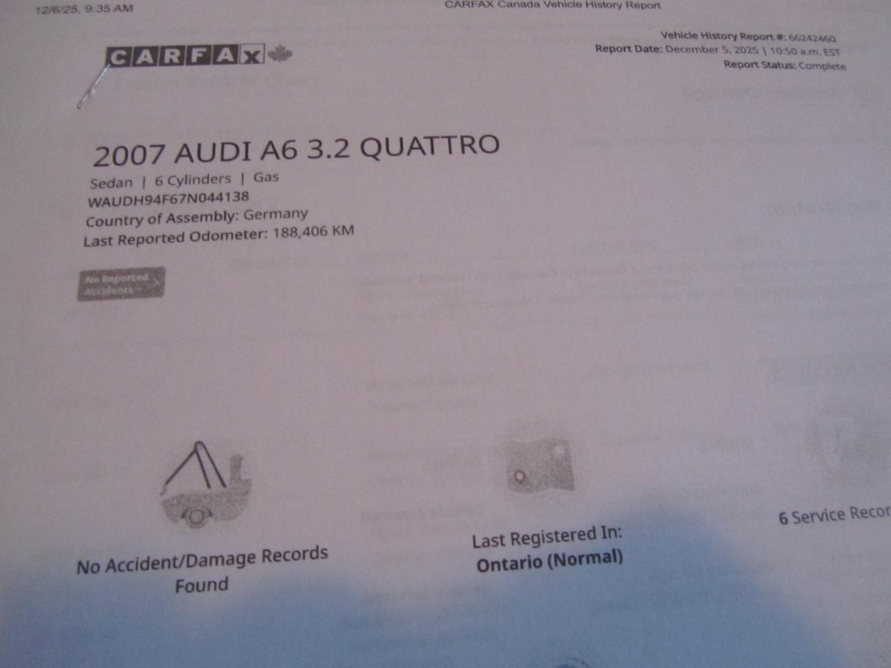 2007 Audi A6 4DR SDN 3.2L QUATTRO Photo