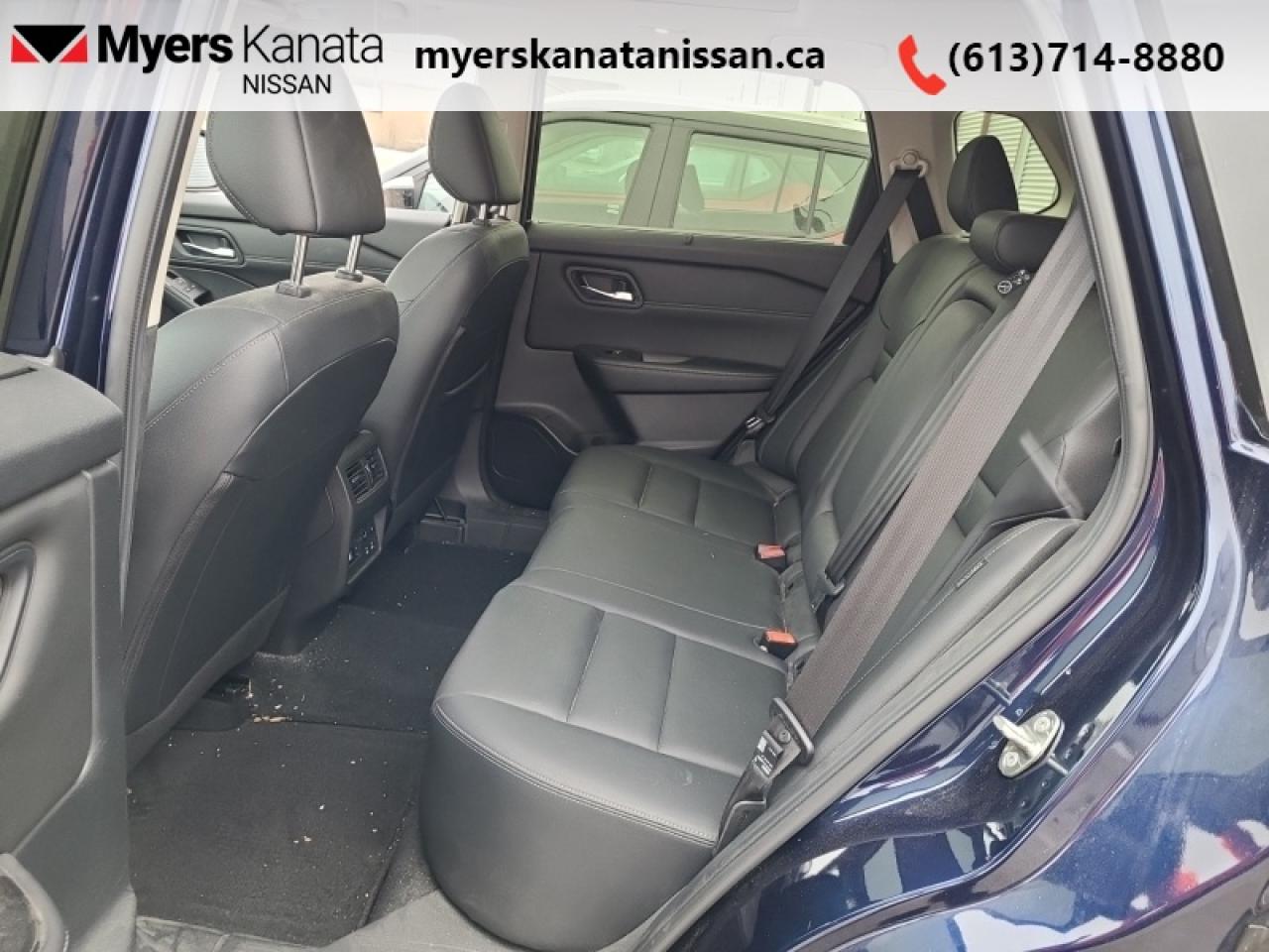 <b>Leather Seats,  Navigation,  360 Camera,  Moonroof,  Power Liftgate!</b><br> <br>  Compare at $38155 - KANATA NISSAN PRICE is just $35995! <br> <br>  Capable of crossing over into every aspect of your life, this 2024 Rogue lets you stay focused on the adventure. This 2024 Nissan Rogue is fresh on our lot in Kanata. This  SUV has 24,455 kms. Its deep ocean blue in colour and is completely accident free based on the <a href=https://vhr.carfax.ca/?id=UUERW2XZ+u9zEMXwlcM+6xNSU9SY7yUL target=_blank>CARFAX Report</a>. It has an automatic transmission and is powered by a  201HP 1.5L 3 Cylinder Engine. <br> <br> Our Rogues trim level is SL. Stepping up to this Rogue SL rewards you with 19-inch alloy wheels, leather upholstery, heated rear seats, a power moonroof, a power liftgate for rear cargo access, adaptive cruise control and ProPilot Assist. Also standard include heated front heats, a heated leather steering wheel, mobile hotspot internet access, proximity key with remote engine start, dual-zone climate control, and a 12.3-inch infotainment screen with NissanConnect, Apple CarPlay, and Android Auto. Safety features also include HD Enhanced Intelligent Around View Monitoring, lane departure warning, blind spot detection, front and rear collision mitigation, and rear parking sensors. This vehicle has been upgraded with the following features: Leather Seats,  Navigation,  360 Camera,  Moonroof,  Power Liftgate,  Adaptive Cruise Control,  Alloy Wheels. <br> <br/><br>*LIFETIME ENGINE TRANSMISSION WARRANTY NOT AVAILABLE ON VEHICLES WITH KMS EXCEEDING 140,000KM, VEHICLES 8 YEARS & OLDER, OR HIGHLINE BRAND VEHICLE(eg. BMW, INFINITI. CADILLAC, LEXUS...)<br> Come by and check out our fleet of 80+ used cars and trucks and 90+ new cars and trucks for sale in Kanata.  o~o