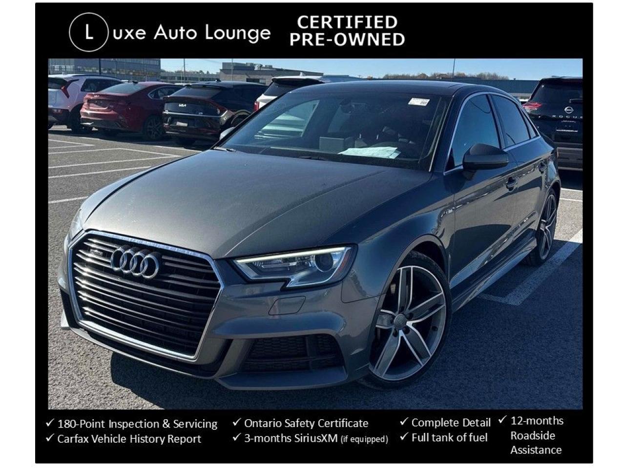 2019 Audi A3 Progressiv AWD, S-LINE, 19" WHEELS, PANO ROOF!!!!