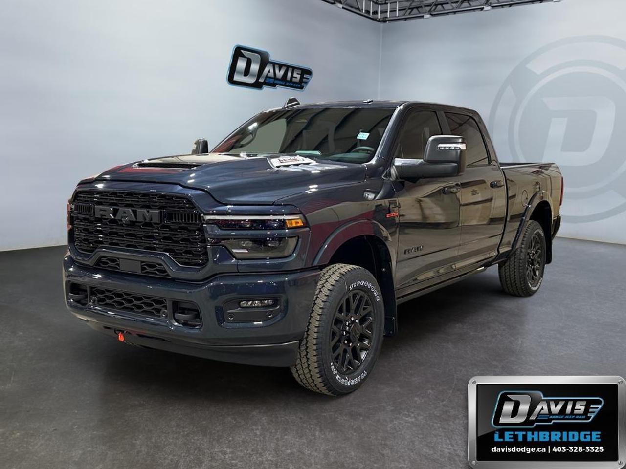 <p>Introducing the stunning blue 2026 Ram 3500 Limited 4x4 Crew Cab 6'4" Box, a powerhouse on wheels with unmatched handling thanks to its robust 4x4 drivetrain.</p> <p><strong>Interior Features:</strong> </p><ul><li>Luxurious black leather seats ensuring comfort for every journey.</li><li>Power seats with heated and cooled options for the ultimate in driving pleasure.</li><li>State-of-the-art navigation system and smart device integration.</li><li>Spacious cabin featuring leather door trim and leather/chrome gear shifter for a refined touch.</li></ul> <p><strong>Exterior Features:</strong> </p><ul><li>A sleek blue exterior with power deployable running boards and a MOPAR spray-in bedliner.</li><li>Forged Blue Metallic paint that commands attention.</li><li>Rear auto-leveling air suspension for a smooth ride, even when towing heavy loads.</li><li>Convenient features include keyless entry, remote start, and a 5th wheel/gooseneck towing prep group.</li></ul> <p><strong>Technology & Safety Features:</strong> </p><ul><li>Equipped with a comprehensive suite of safety features like adaptive cruise control and a surround view camera system.</li><li>Active lane management system and traffic sign recognition enhance your driving experience.</li><li>Trailer reverse guidance and trailer tire pressure monitoring for hassle-free towing.</li><li>Wi-Fi hotspot and satellite radio keep you connected and entertained on the go.</li></ul> <p>This Ram 3500 is meticulously crafted for the dedicated truck enthusiast and those who need serious towing power. If you're seeking the best in strength, reliability, and luxury, look no further. Contact Davis Dodge Lethbridge today to learn more and experience this incredible truck first-hand!</p>
