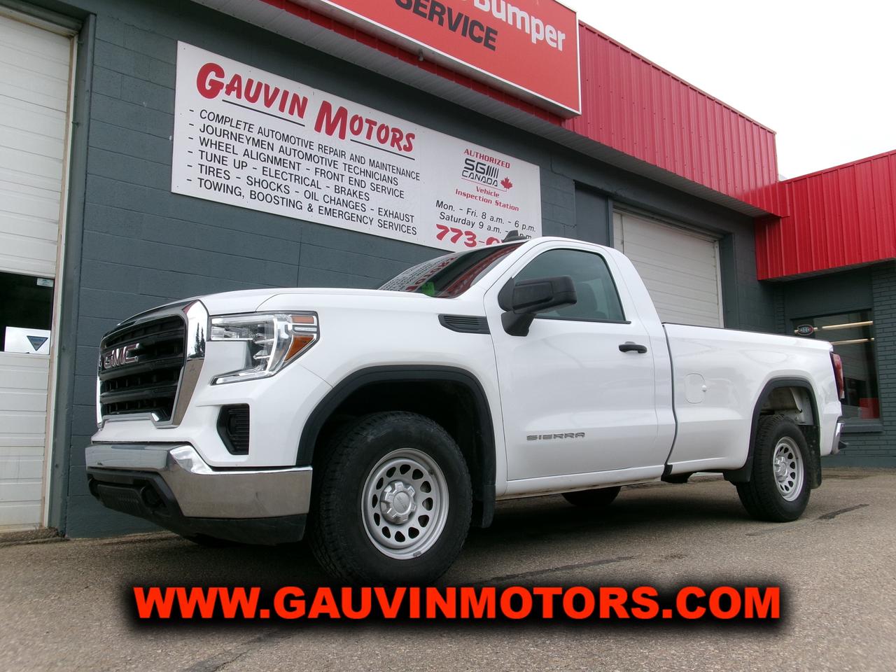 **?? For Sale: 2021 GMC Sierra 1500 RWD at Gauvin Motors Ltd! ??**

**Price:** Only $26,995!  NOW REDUCED TO $24,995
**Location:** Swift Current

Looking for a reliable and powerful truck? Check out this **2021 GMC Sierra 1500**, Regular cab, comfortably seating 3 passengers. With an **8-foot box** and a robust **4.3L V6 engine** delivering **285 hp**, its built for both work and play.

**Key Features:**
- **Transmission:** 6-speed automatic
- **Color:** Summit White with a stylish jet black cloth interior
- **Well-Equipped:** 
  - Air conditioning
  - Tilt steering column
  - Cruise control
  - Power windows and locks
  - Heated exterior mirrors
  - 7-inch diagonal color touchscreen
   -Electronic Compass/ Thermometer
  - Bluetooth, Apple CarPlay, Android Auto
  - AM/FM/XM/Streaming sound system
  - 40/20/40 split bench seat with folding armrest
  - Power lock and release tailgate with lift assist
  - OnStar and 4G LTE WiFi hotspot
  - Rear camera and tinted glass
  - Corner step rear bumper
  - Spray-in style box liner with cargo tie downs
  - Tow package with seven and four pin connectors and hitch guidance

**Safety Features Include:**
- Stabilitrak electronic stability control
- Proactive roll avoidance
- Traction control
- Trailer sway control
- Hill start assist

With only **76,950 km** on the odometer, this versatile truck is one of the best deals around! 

**Trades Welcome & Low Rate Financing Available!** Dont miss out on this opportunity! Visit Gauvin Motors Ltd today and take it for a spin!

?? **Call us now or stop by for more details!**