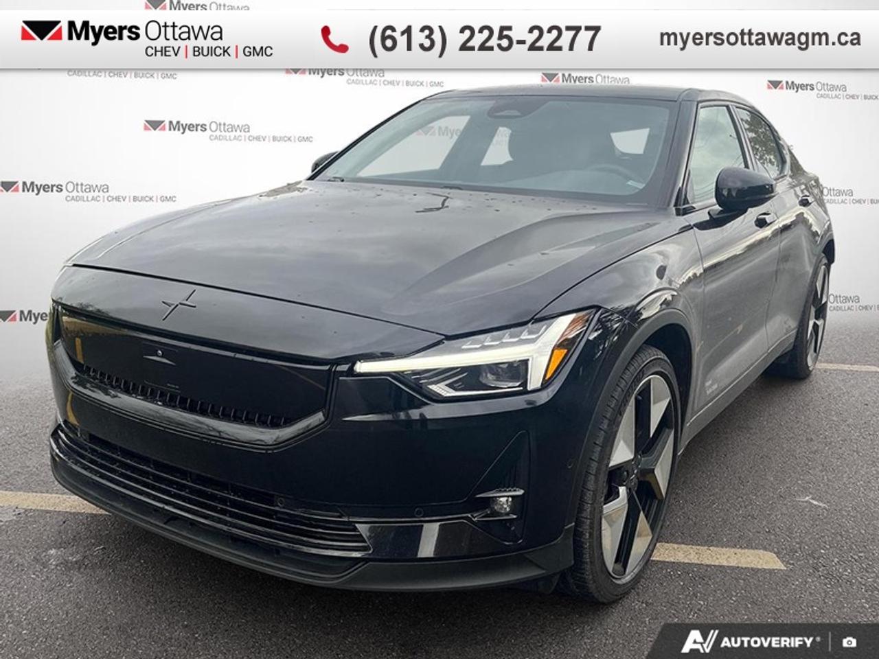<b>ONE OWNER </b><br>   Compare at $39094 - Myers Cadillac is just $37955! <br> <br>The 2024 Polestar 2 Long Range Dual Motor has an electric all-wheel drive, a combined 421 horsepower, and 546 lb-ft of torque, with a 0-60 mph time of around 4.5 seconds and an EPA-estimated range of 276 miles. It features a 1-speed automatic transmission, an 82 kWh battery, and a 205 kW fast-charging capability- , HEATED SEATS, HEATED STEERING WHEEL, REAR CAMERA, THE WORKS. YOU WONT FIND A BETTER VALUE ON THE MARKET RIGHT NOW!!!! <br> <br>To apply right now for financing use this link: <a href=https://creditonline.dealertrack.ca/Web/Default.aspx?Token=b35bf617-8dfe-4a3a-b6ae-b4e858efb71d&Lang=en target=_blank>https://creditonline.dealertrack.ca/Web/Default.aspx?Token=b35bf617-8dfe-4a3a-b6ae-b4e858efb71d&Lang=en</a><br><br> <br/><br>All prices include Admin fee and Etching Registration, applicable Taxes and licensing fees are extra.<br>*LIFETIME ENGINE TRANSMISSION WARRANTY NOT AVAILABLE ON VEHICLES WITH KMS EXCEEDING 140,000KM, VEHICLES 8 YEARS & OLDER, OR HIGHLINE BRAND VEHICLE(eg. BMW, INFINITI. CADILLAC, LEXUS...)<br> Come by and check out our fleet of 50+ used cars and trucks and 180+ new cars and trucks for sale in Ottawa.  o~o