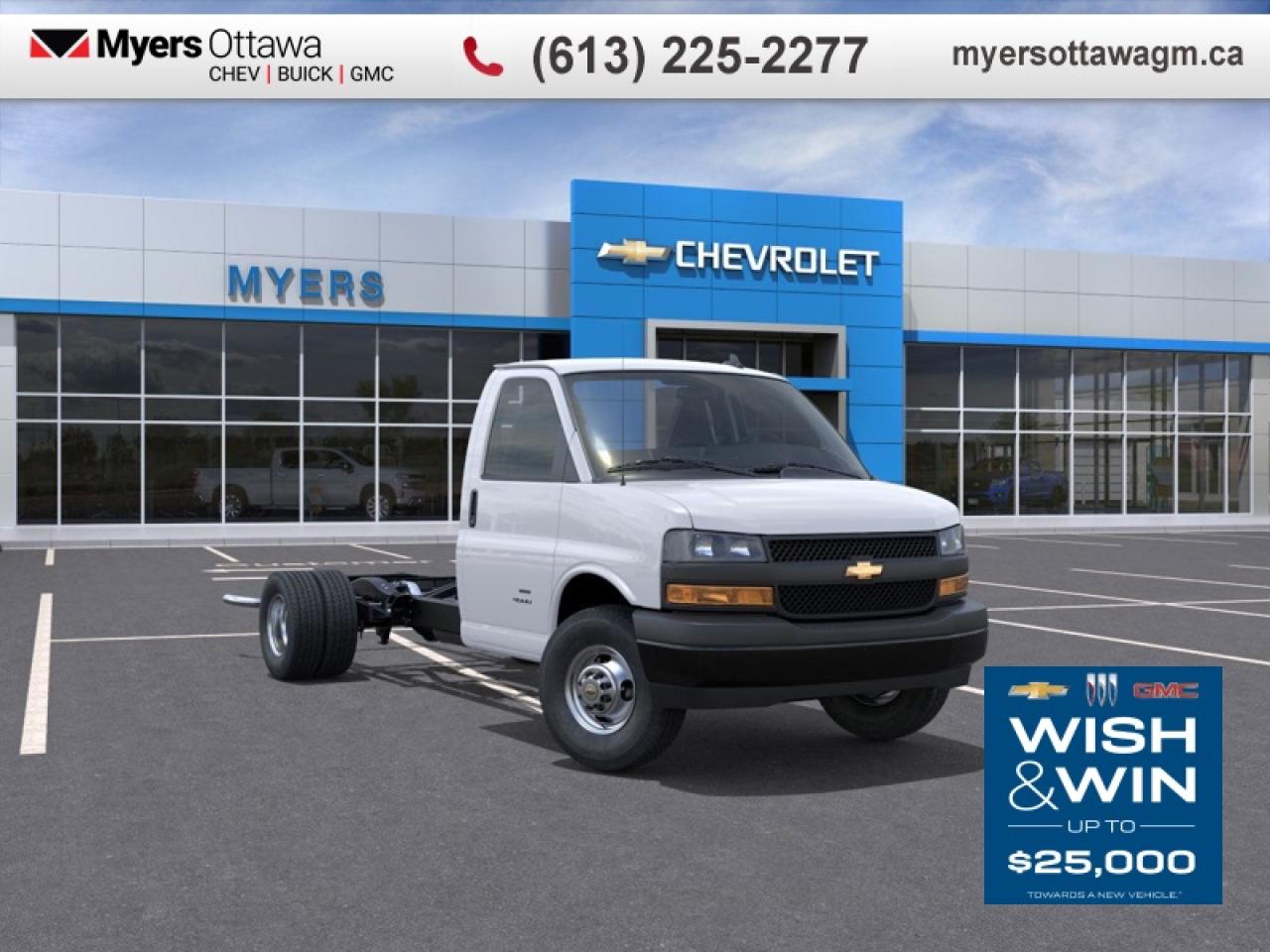 <b>IN STOCK </b><br>  <br> <br>ULTRA RARE- 2025 EXPRESS 159 (12 FOOT) CUBE VAN- 12300 GVRW, TOWING PACKAGE, KEYLESS ENTRY, BLUETOOTH, CRUISE, REAR CAMERA, DUAL REAR WHEELS, 6.6 V8 <br> <br>The Chevrolet Express Cutaway offers businesses a variety of options with a proven foundation and a full-length, ladder-type frame, the Express Cutaway can handle several upfit types. The Express Cutaway delivers rock-solid reliability and impressive performance youd expect from Chevrolet.<br> <br> This summit white  pickup   has an automatic transmission.<br><br> <br>To apply right now for financing use this link : <a href=https://creditonline.dealertrack.ca/Web/Default.aspx?Token=b35bf617-8dfe-4a3a-b6ae-b4e858efb71d&Lang=en target=_blank>https://creditonline.dealertrack.ca/Web/Default.aspx?Token=b35bf617-8dfe-4a3a-b6ae-b4e858efb71d&Lang=en</a><br><br> <br/> Weve discounted this vehicle $5500.    Incentives expire 2026-01-02.  See dealer for details. <br> <br><br> Come by and check out our fleet of 50+ used cars and trucks and 190+ new cars and trucks for sale in Ottawa.  o~o