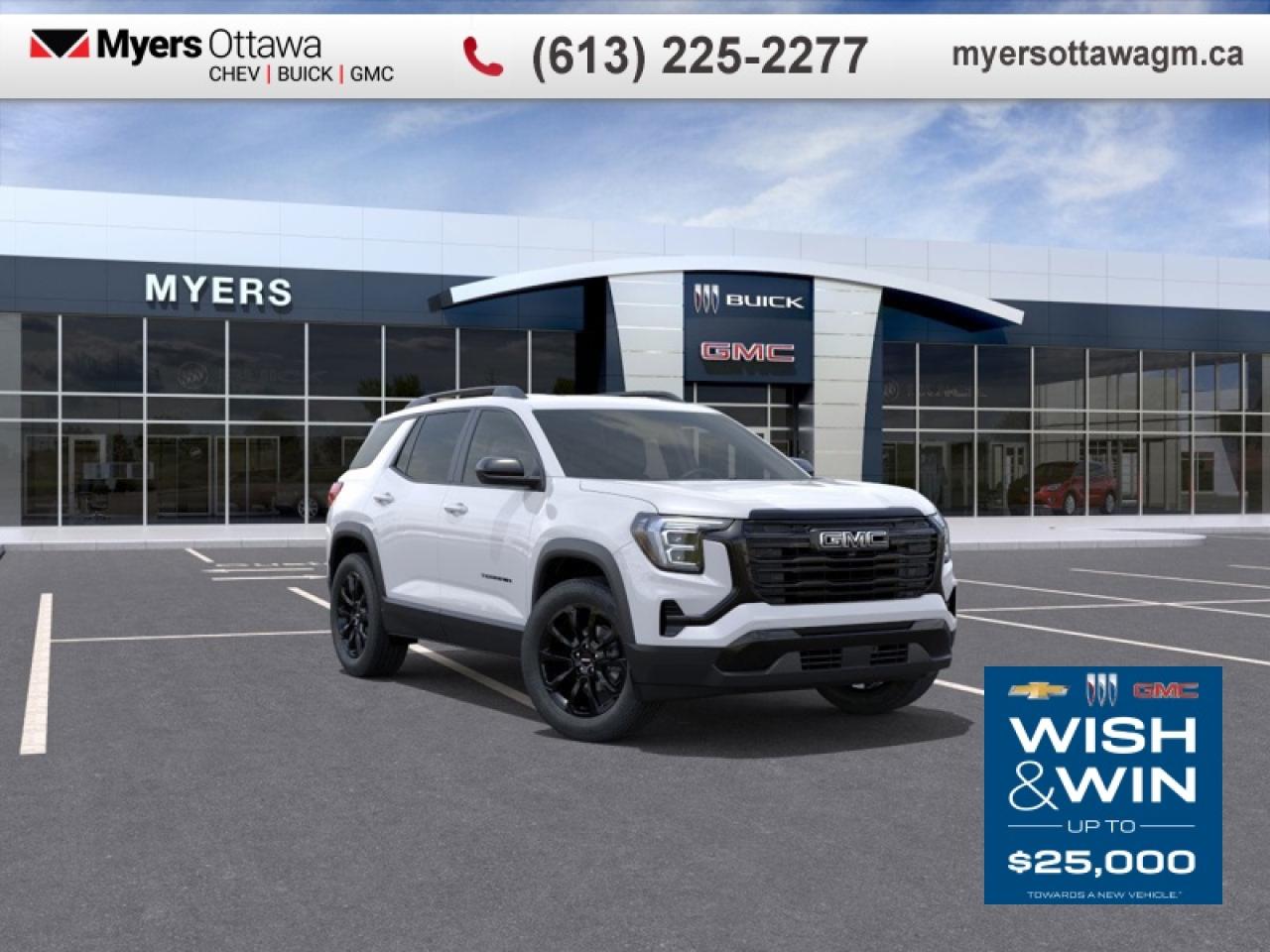 <br> <br>UPGRADES INCLUDE- BLACK EDITION- BLACK 19 WHEELS, BLACK GRILL AND BADGES, AWD, CORETEC INTERIOR, POWER HEATED AND COOLED SEATS, 2ND ROW HEATED SEATS <br> <br>From endless details that drastically improve this SUVs usability, to striking style and amazing capability, this 2026 Terrain is exactly what you expect from a GMC SUV. The interior has a clean design, with upscale materials like soft-touch surfaces and premium trim. You cant go wrong with this SUV for all your family hauling needs.<br> <br> This summit white SUV  has an automatic transmission and is powered by a  175HP 1.5L 4 Cylinder Engine.<br> <br> Our Terrains trim level is Elevation AWD. This trim blends comfort, advanced technology, and comprehensive safety features. The Driver Convenience Package adds remote start, heated front seats, a heated steering wheel, illuminated vanity mirrors, and express-up/down driver windows, while a 15 Premium Infotainment System with Google Built-In, wireless Apple CarPlay/Android Auto, 5G connectivity, SiriusXM with 360L, and a Wi-Fi hotspot keep passengers connected and entertained. Premium cloth bucket seats, adaptive cruise control, multiple USB ports, keyless start, rear air vents, active noise cancellation, Enhanced Automatic Emergency Braking, Blind Zone Steering Assist, Lane Keep Assist, Rear Cross Traffic Braking, Teen Driver mode, HD Rear Vision Camera, and OnStar services provide a secure and convenient driving experience. This vehicle has been upgraded with the following features: Premium Package, Convenience Group. <br><br> <br>To apply right now for financing use this link : <a href=https://creditonline.dealertrack.ca/Web/Default.aspx?Token=b35bf617-8dfe-4a3a-b6ae-b4e858efb71d&Lang=en target=_blank>https://creditonline.dealertrack.ca/Web/Default.aspx?Token=b35bf617-8dfe-4a3a-b6ae-b4e858efb71d&Lang=en</a><br><br> <br/>    4.79% financing for 84 months. <br> Buy this vehicle now for the lowest bi-weekly payment of <b>$347.83</b> with $0 down for 84 months @ 4.79% APR O.A.C. ( taxes included, **Rebates may not be applicable on all purchase types [cash, lease, or finance]. Eligibility and conditions may vary. Please see dealer for full details and confirmation of eligibility.   ).  Incentives expire 2026-01-02.  See dealer for details. <br> <br><br> Come by and check out our fleet of 40+ used cars and trucks and 180+ new cars and trucks for sale in Ottawa.  o~o