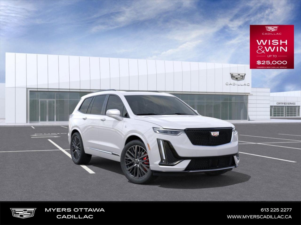 <br> <br>2025 XT6 WITH EVERY OPTION- CRYSTAL WHITE PAINT ON MAPLE SUGAR LEATHER, PLATINUM PACKAGE, SUPER CRUISE, TECH PACKAGE, NIGHT VISION, DRIVER ASSIST PACKAGE, 6 SEATER, SMART TOWING, 21 UPGRADED OEM WHEELS<br> <br>Providing next-level capability, this Cadillac XT6 offers a sophisticated driving experience thanks to its advanced all-wheel-drive powertrain and safety features. The XT6 also features 3 rows of folding seats that allows you to haul your family around town or on long road trips in ultimate refinement and comfort. It also comes with first class premium materials enhancing your driving experience even further. This 2025 Cadillac XT6 is indeed the perfect large SUV.<br> <br> This crystal wht tri SUV  has an automatic transmission and is powered by a  310HP 3.6L V6 Cylinder Engine.<br> <br> Our XT6s trim level is Sport. This XT6 Sport features adaptive performance suspension and unique exterior styling, with inbuilt navigation, ventilated and heated front seats, perforated leather seats, a heated steering wheel, and mobile device wireless charging. Other features include LED lights, a power liftgate with programmable memory height, an upgraded 14-speaker Bose audio system, Wi-Fi hotspot capability, tri-zone climate control, adaptive remote start, and an 8-inch infotainment screen with wireless Apple CarPlay and Android Auto. Safety equipment include lane change alert with blind zone monitoring, lane keeping assist with lane departure warning, front pedestrian braking, and rear cross traffic alert. This vehicle has been upgraded with the following features: Power Liftgate, Platinum Package, Wireless Charging, 18 Inch Aluminum Wheels, Rear Cross Traffic Alert, Premium Headlamps System, Enhanced Vision And Comfort Package. <br><br> <br/> Weve discounted this vehicle $3500.    0% financing for 60 months. 1.99% financing for 84 months. <br> Buy this vehicle now for the lowest bi-weekly payment of <b>$521.65</b> with $0 down for 84 months @ 1.99% APR O.A.C. ( Plus applicable taxes -  **Rebates may not be applicable on all purchase types [cash, lease, or finance]. Eligibility and conditions may vary. Please see dealer for full details and confirmation of eligibility.   ).  Incentives expire 2026-01-02.  See dealer for details. <br> <br> o~o
