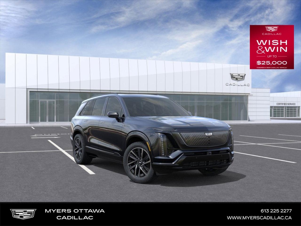 <br> <br>2026 VISTIQ AWD- 2ND ROW BUCKETS, SPORT, 6 SEATER, SUPER CRUISE, TRAILERING PACKAGE, WITH FULL HITCH, 491 KM RANGE <br> <br>The 2026 Cadillac VISTIQ combines three rows of seating, all-electric capability and upscale refinement into a luxury SUV built to impress. Inside, the cabin features premium materials, intuitive technology and thoughtful comfort designed to accommodate both driver and passengers. With its bold design, intelligent engineering and Cadillacs commitment to luxury, the VISTIQ sets a new benchmark for the electric SUV experience.<br> <br> This stellar black metallic SUV  has an automatic transmission.<br> <br> Our VISTIQs trim level is Sport. Standard features include dual electric motors, up to 240V/48A charging, a dual panel sunroof with a power sunshade, an illuminated grille, ventilated and heated seats with massage function, soft-close front and rear doors, a premium 23-speaker AKG audio system with Dolby Atmos, and an expansive 33-inch drivers display and infotainment screen on the dash. Additional features also include pedestrian and cyclist alert, driver attention assist, traffic sign recognition, HD surround vision, a heated steering wheel, Super Cruise hands free driving, and even more!<br><br> <br/>    2.99% financing for 84 months. <br> Buy this vehicle now for the lowest bi-weekly payment of <b>$612.27</b> with $0 down for 84 months @ 2.99% APR O.A.C. ( Plus applicable taxes -  **Rebates may not be applicable on all purchase types [cash, lease, or finance]. Eligibility and conditions may vary. Please see dealer for full details and confirmation of eligibility.    / Federal Luxury Tax of $82.00 included.).  Incentives expire 2026-01-02.  See dealer for details. <br> <br> o~o