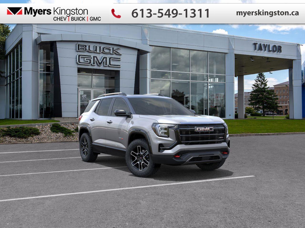 <b>Power Liftgate,  Wireless Charging,  Heated Seats,  Heated Steering Wheel,  Remote Start!</b><br> <br>   This 2026 Terrain is an exceptionally capable SUV ready to take on your urban demands. <br> <br>From endless details that drastically improve this SUVs usability, to striking style and amazing capability, this 2026 Terrain is exactly what you expect from a GMC SUV. The interior has a clean design, with upscale materials like soft-touch surfaces and premium trim. You cant go wrong with this SUV for all your family hauling needs.<br> <br> This Sterling Metallic SUV  has an Automatic transmission and is powered by a  175HP 1.5L 4 Cylinder Engine.<br> <br> Our Terrains trim level is AT4. Convenience Package II adds an 8-way power driver seat with lumbar support, dual-zone automatic climate control with humidity and windshield temperature sensors, AutoSense hands-free liftgate, RainSense wipers with heated park, a universal home remote, wireless phone charging, brushed aluminum roof rails, and overhead sunglass storage. Driver Convenience Package brings remote start, heated front seats, a heated steering wheel, illuminated vanity mirrors, and express windows for all passengers, while a 15 Premium Infotainment System with Google Built-In, SiriusXM with 360L, wireless Apple CarPlay/Android Auto, Wi-Fi hotspot, and 5G connectivity elevate entertainment and connectivity. Interior amenities include premium cloth/CoreTec seats, adaptive cruise control, multiple USB ports, dual-zone automatic climate control, rear air vents, and active noise cancellation. Safety features include Enhanced Automatic Emergency Braking, Rear Cross Traffic Braking, Reverse Automatic Braking, Blind Zone Steering Assist, Lane Keep Assist with Lane Departure Warning, HD Rear Vision Camera, Teen Driver mode, and OnStar services for comprehensive driver confidence. This vehicle has been upgraded with the following features: Power Liftgate,  Wireless Charging,  Heated Seats,  Heated Steering Wheel,  Remote Start,  Adaptive Cruise Control,  Lane Keep Assist.  This is a demonstrator vehicle driven by a member of our staff, so we can offer a great deal on it.<br><br> <br>To apply right now for financing use this link: <a href=https://www.taylorautomall.com/finance/apply-for-financing/ target=_blank>https://www.taylorautomall.com/finance/apply-for-financing/</a><br><br> <br/> See dealer for details. <br> <br>HST, licensing, and Federal luxury tax (if applicable) are extra. <br><br> Come by and check out our fleet of 50+ used cars and trucks and 190+ new cars and trucks for sale in Kingston.  o~o