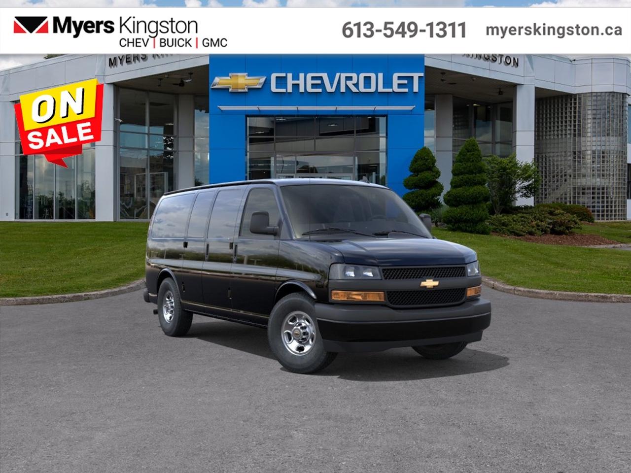 <b>Convenience Package, OnStar turn-by-turn Navi, Audio System, Driver Convenience Package!</b><br> <br> Build your business on a strong foundation with this dependable Chevrolet Express.<br> <br>This Chevrolet Express Cargo is a full-size van with two seats and an expansive cargo area. If you want the capability of a truck, but need the cargo space provided by van, this Chevy Express is perfect fit for you. You can haul big payloads and or customize this Express to perfectly fit for your business needs.<br> <br>This Black van has an Automatic transmission and is powered by a 276HP 4.3L V6 Cylinder Engine. <br> <br> Our Express Cargo Vans trim level is 2500 135. This multipurpose cargo van includes 4G LTE capability, a large passenger-side door, air conditioning, power windows and door locks, 6 built-in tie down anchors in the cargo area, vinyl surfaces to make it easier to clean, a 120-volt power outlet, a rear-view camera, LED interior cargo lights, Stabilitrak and Tow Haul mode to change the transmission and engine settings when youre hauling a heavy load. This vehicle has been upgraded with the following features: Convenience Package, OnStar turn-by-turn Navi, Audio System, Driver Convenience Package.<br><br> <br>To apply right now for financing use this link: <a href=https://www.taylorautomall.com/finance/apply-for-financing/ target=_blank>https://www.taylorautomall.com/finance/apply-for-financing/</a><br> <br/>Weve discounted this vehicle $4000. 0% financing for 36 months. 4.99% financing for 84 months. Incentives expire 2026-06-30. See dealer for details. <br><br>HST, licensing, and Federal luxury tax (if applicable) are extra. <br><br> Come by and check out our fleet of 50+ used cars and trucks and 190+ new cars and trucks for sale in Kingston.  o~o