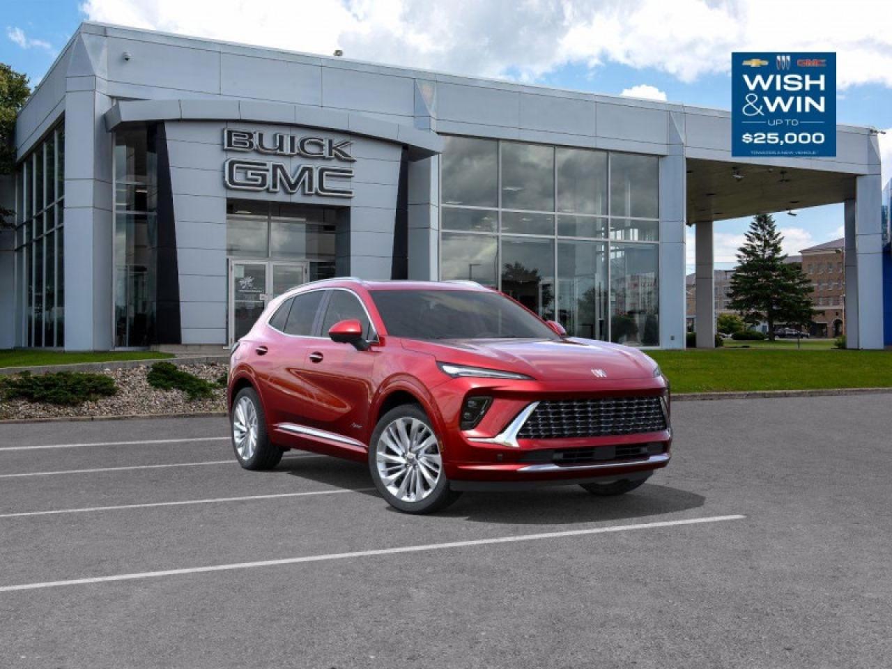 <b>Sunroof,  Cooled Seats,  HUD,  Bose Premium Audio,  Leather Seats!</b><br> <br>   This Buick Envision makes every drive purposeful and personal. <br> <br>This Buick Envision has the space and versatility to get away with anything. Built to inspire confidence, this Envision doesnt just get you there, it helps you be your best. As boundless as your own imagination, this Envision was designed to inspire you with every drive. <br> <br> This brill red SUV  has an automatic transmission and is powered by a  228HP 2.0L 4 Cylinder Engine.<br> <br> Our Envisions trim level is Avenir.  This range-topping Avenir trim rewards you with a panoramic sunroof, ventilated and heated leather seats with massage function, a drivers head up display, and a sonorous 9-speaker Bose premium audio. Also standard include a power liftgate for rear cargo access, an HD surround vision system, a wireless charging pad for mobile devices, and an ultra-wide infotainment screen with wireless Apple CarPlay and Android Auto. Safety features include adaptive cruise control, blind zone steering assist, lane keep assist with lane departure warning, rear park assist, and rear cross traffic braking. Additional features also include remote engine start, keyless open, a heated steering wheel, and even more. This vehicle has been upgraded with the following features: Sunroof,  Cooled Seats,  Hud,  Bose Premium Audio,  Leather Seats,  360 Camera,  Wireless Charging Pad. <br><br> <br>To apply right now for financing use this link : <a href=https://www.taylorautomall.com/finance/apply-for-financing/ target=_blank>https://www.taylorautomall.com/finance/apply-for-financing/</a><br><br> <br/> Weve discounted this vehicle $1000. See dealer for details. <br> <br> <br>LEASING:<br><br>Estimated Lease Payment: $307 bi-weekly <br>Payment based on 3.9% lease financing for 48 months with $0 down payment on approved credit. Total obligation $32,011. Mileage allowance of 16,000 KM/year. Offer expires 2026-01-02.<br><br><br>HST, licensing, and Federal luxury tax (if applicable) are extra. <br><br> Come by and check out our fleet of 40+ used cars and trucks and 180+ new cars and trucks for sale in Kingston.  o~o