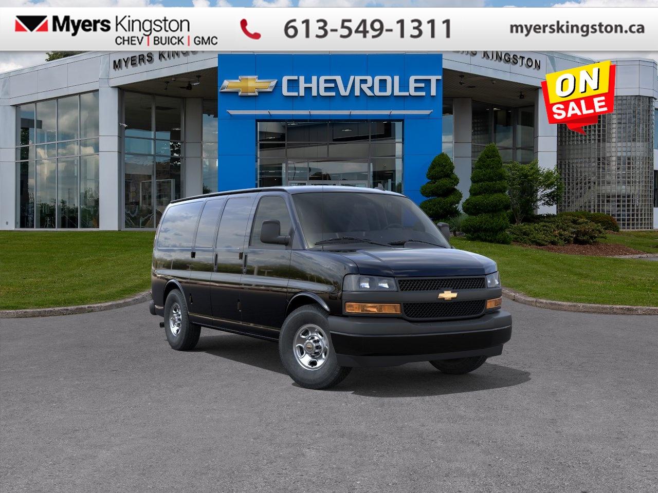 <b>Convenience Package, Remote Engine Start, OnStar turn-by-turn Navi, Remote Keyless Entry, Audio System!</b><br> <br> Haul your big payload with ease in this Chevrolet Express cargo van. <br> <br>This Chevrolet Express Cargo is a full-size van with two seats and an expansive cargo area. If you want the capability of a truck, but need the cargo space provided by van, this Chevy Express is perfect fit for you. You can haul big payloads and or customize this Express to perfectly fit for your business needs.<br> <br>This Black van has an Automatic transmission and is powered by a 276HP 4.3L V6 Cylinder Engine. <br> <br> Our Express Cargo Vans trim level is 2500 135. This multipurpose cargo van includes 4G LTE capability, a large passenger-side door, air conditioning, power windows and door locks, 6 built-in tie down anchors in the cargo area, vinyl surfaces to make it easier to clean, a 120-volt power outlet, a rear-view camera, LED interior cargo lights, Stabilitrak and Tow Haul mode to change the transmission and engine settings when youre hauling a heavy load. This vehicle has been upgraded with the following features: Convenience Package, Remote Engine Start, OnStar turn-by-turn Navi, Remote Keyless Entry, Audio System, Driver Convenience Package.<br><br> <br>To apply right now for financing use this link: <a href=https://www.taylorautomall.com/finance/apply-for-financing/ target=_blank>https://www.taylorautomall.com/finance/apply-for-financing/</a><br><br> <br/> Weve discounted this vehicle $4000.    0% financing for 36 months. 4.79% financing for 84 months.  Incentives expire 2026-04-30.  See dealer for details. <br> <br> <br>LEASING:<br><br>Estimated Lease Payment: $472 bi-weekly <br>Payment based on 8.5% lease financing for 48 months with $0 down payment on approved credit.         Total obligation $49,133. Mileage allowance of 16,000 KM/year. Offer expires 2026-04-30.<br><br><br>HST, licensing, and Federal luxury tax (if applicable) are extra. <br><br> Come by and check out our fleet of 30+ used cars and trucks and 200+ new cars and trucks for sale in Kingston.  o~o