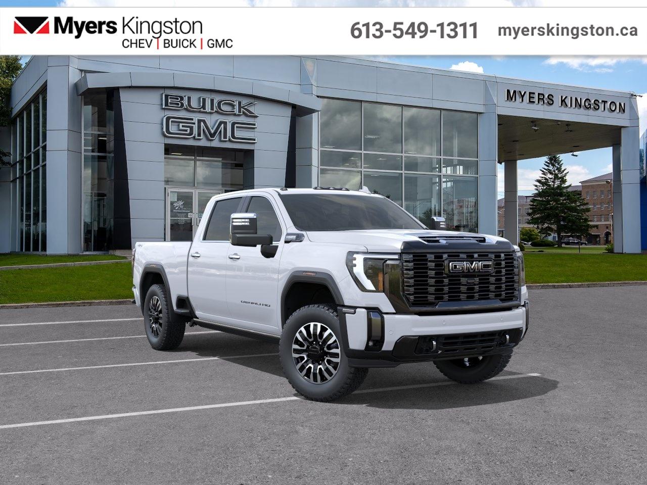 <b>Leather Seats, Gooseneck/ 5th Wheel Prep Package, Power Steps!</b><br> <br> With stout build quality and astounding towing capability, there isnt a better choice than this GMC 2500HD for all your work-site needs. <br> <br>This 2026 GMC 2500HD is highly configurable work truck that can haul a colossal amount of weight thanks to its potent drivetrain. This truck also offers amazing interior features that nestle occupants in comfort and luxury, with a great selection of tech features. For heavy-duty activities and even long-haul trips, the 2500HD is all the truck youll ever need.<br> <br>This Glacier Wht Tri sought after diesel Crew Cab 4X4 pickup has an Automatic transmission and is powered by a 470HP 6.6L 8 Cylinder Engine. <br> <br> Our Sierra 2500HDs trim level is Denali Ultimate. This range-topping trim delivers a perfect balance of luxury, advanced technology, and tough capability. The cabin surrounds passengers in premium comfort with full-grain leather seating featuring heat, ventilation, massage, and 16-way power adjustments, alongside a 13.4 premium infotainment system with Google built-in, a Bose 12-speaker audio system, a 12.3 reconfigurable driver display, and a 15 multicolour Head-Up Display. Designed for versatility, it adds off-road suspension with Rancho shocks, skid plates, Hill Descent Control, and the ProGrade Trailering System with in-vehicle trailering app for seamless towing. Confidence is further enhanced by advanced safety features like HD Surround Vision, Trailer Side Blind Zone Alert, Forward Collision Alert, and Lane Departure Warning, making every journey secure and refined. This vehicle has been upgraded with the following features: Leather Seats, Gooseneck/ 5th Wheel Prep Package, Power Steps.<br><br> <br>To apply right now for financing use this link: <a href=https://www.taylorautomall.com/finance/apply-for-financing/ target=_blank>https://www.taylorautomall.com/finance/apply-for-financing/</a><br><br> <br/> Total  rebate of $5000 is reflected in the price.   Incentives expire 2026-06-01.  See dealer for details. <br> <br>HST, licensing, and Federal luxury tax (if applicable) are extra. <br><br> Come by and check out our fleet of 30+ used cars and trucks and 200+ new cars and trucks for sale in Kingston.  o~o
