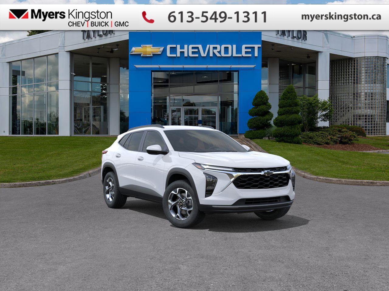 <b>Heated Seats,  Remote Start,  Adaptive Cruise Control,  Blind Spot Detection,  Heated Steering Wheel!</b><br> <br>   With agile handling and practical dimensions the Trax adapts easily to city streets, road trips and everyday drive routines. <br> <br>The 2026 Chevrolet Trax combines a sleek exterior, refined interior and intuitive features into a compact SUV that fits both your lifestyle and your budget. Its smart connectivity and flexible cabin layout make it easy for passengers, cargo and daily commutes to stay equally comfortable and efficient. With Chevrolets strong support network and thoughtful design, the Trax stands out as a dependable, versatile choice in its segment.<br> <br> This Summit White SUV  has an Automatic transmission and is powered by a  137HP 1.2L 3 Cylinder Engine.<br> <br> Our Traxs trim level is LT. This Trax 1LT features the Driver Confidence Package with rear cross traffic alert, blind spot detection and adaptive cruise control, with the LS Convenience Package, that includes a heated steering wheel, heated side mirrors and remote engine start, along with great standard features such as heated front seats, cruise control, 60/40 split-folding rear seats, air conditioning, and an upgraded 11-inch infotainment screen with wireless Apple CarPlay and Android Auto, wi-fi hotspot capability, active noise cancellation, and SiriusXM streaming radio. Safety features also include front pedestrian braking, forward collision alert, lane keeping assist with lane departure warning, IntelliBeam, and a rearview camera. This vehicle has been upgraded with the following features: Heated Seats,  Remote Start,  Adaptive Cruise Control,  Blind Spot Detection,  Heated Steering Wheel,  Apple CarPlay,  Android Auto.  This is a demonstrator vehicle driven by a member of our staff, so we can offer a great deal on it.<br><br> <br>To apply right now for financing use this link: <a href=https://www.taylorautomall.com/finance/apply-for-financing/ target=_blank>https://www.taylorautomall.com/finance/apply-for-financing/</a><br><br> <br/> See dealer for details. <br> <br>HST, licensing, and Federal luxury tax (if applicable) are extra. <br><br> Come by and check out our fleet of 50+ used cars and trucks and 190+ new cars and trucks for sale in Kingston.  o~o