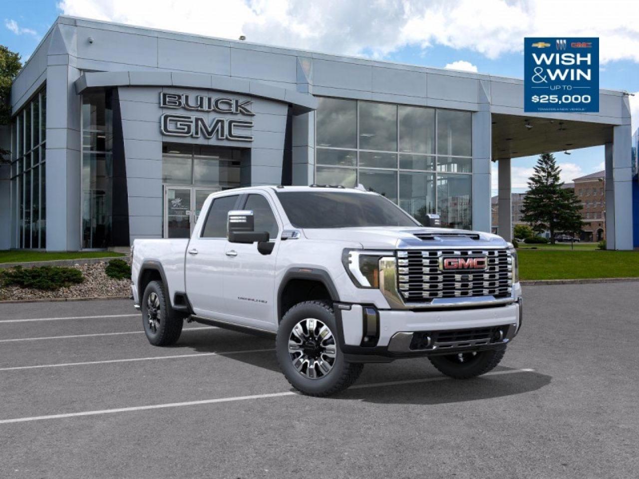 <b>Off-Road Package,  Adaptive Cruise Control,  Wireless Charging,  360 Camera,  Park Assist!</b><br> <br>   This immensely capable 2026 GMC 2500HD has everything youre looking for in a heavy-duty truck. <br> <br>This 2026 GMC 2500HD is highly configurable work truck that can haul a colossal amount of weight thanks to its potent drivetrain. This truck also offers amazing interior features that nestle occupants in comfort and luxury, with a great selection of tech features. For heavy-duty activities and even long-haul trips, the 2500HD is all the truck youll ever need.<br> <br> This glacier wht tri Crew Cab 4X4 pickup   has an automatic transmission and is powered by a  401HP 6.6L 8 Cylinder Engine.<br> <br> Our Sierra 2500HDs trim level is Denali. The Denali with the X31 Off-Road Package blends rugged strength with premium refinement. Off-road confidence comes from skid plates, Hill Descent Control, twin-tube Rancho shocks, and an off-road suspension, while trailering is made effortless with Hitch Guidance, an integrated brake controller, and the ProGrade Trailering System with In-Vehicle Trailering App. A bold exterior features animated LED lighting, a signature chrome grille, 20 machined wheels, and the versatile MultiPro Tailgate, complemented by a spray-on bedliner and power assist steps. Inside, heated and ventilated leather seats, a 13.4 premium infotainment display with Google built-in, Bose audio, wireless phone projection, and wireless charging keep every drive comfortable and connected. GMC Pro Safety, HD Surround Vision, Adaptive Cruise Control, and Trailer Side Blind Zone Alert provide added confidence, while thoughtful touches like rain-sensing wipers, a power sliding rear window, and dual-zone climate control elevate everyday convenience. This vehicle has been upgraded with the following features: Off-road Package,  Adaptive Cruise Control,  Wireless Charging,  360 Camera,  Park Assist,  Cooled Seats,  Heated Steering Wheel. <br><br> <br>To apply right now for financing use this link : <a href=https://www.taylorautomall.com/finance/apply-for-financing/ target=_blank>https://www.taylorautomall.com/finance/apply-for-financing/</a><br><br> <br/> See dealer for details. <br> <br> <br>LEASING:<br><br>Estimated Lease Payment: $809 bi-weekly <br>Payment based on 8.5% lease financing for 48 months with $0 down payment on approved credit. Total obligation $84,194. Mileage allowance of 20,000 KM/year. Offer expires 2026-01-02.<br><br><br>HST, licensing, and Federal luxury tax (if applicable) are extra. <br><br> Come by and check out our fleet of 40+ used cars and trucks and 170+ new cars and trucks for sale in Kingston.  o~o