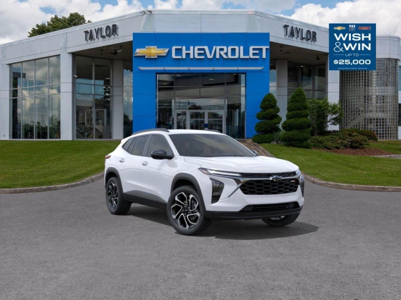 <b>Heated Seats,  Remote Start,  Adaptive Cruise Control,  Blind Spot Detection,  Heated Steering Wheel!</b><br> <br>   The 2026 Chevrolet Trax delivers modern style, smart connectivity and compact versatility in a family-friendly crossover. <br> <br>The 2026 Chevrolet Trax combines a sleek exterior, refined interior and intuitive features into a compact SUV that fits both your lifestyle and your budget. Its smart connectivity and flexible cabin layout make it easy for passengers, cargo and daily commutes to stay equally comfortable and efficient. With Chevrolets strong support network and thoughtful design, the Trax stands out as a dependable, versatile choice in its segment.<br> <br> This summit white SUV  has an automatic transmission and is powered by a  137HP 1.2L 3 Cylinder Engine.<br> <br> Our Traxs trim level is 2RS. This Trax 2RS features the Driver Confidence Package with rear cross traffic alert, blind spot detection and adaptive cruise control, with the LS Convenience Package, that includes a heated steering wheel, heated side mirrors and remote engine start, along with great standard features such as heated front seats, cruise control, 60/40 split-folding rear seats, air conditioning, and an upgraded 11-inch infotainment screen with wireless Apple CarPlay and Android Auto, wi-fi hotspot capability, active noise cancellation, and SiriusXM streaming radio. Safety features also include front pedestrian braking, forward collision alert, lane keeping assist with lane departure warning, IntelliBeam, and a rearview camera. This vehicle has been upgraded with the following features: Heated Seats,  Remote Start,  Adaptive Cruise Control,  Blind Spot Detection,  Heated Steering Wheel,  Apple Carplay,  Android Auto. <br><br> <br>To apply right now for financing use this link: <a href=https://www.taylorautomall.com/finance/apply-for-financing/ target=_blank>https://www.taylorautomall.com/finance/apply-for-financing/</a><br><br> <br/> See dealer for details. <br> <br> <br>LEASING:<br><br>Estimated Lease Payment: $211 bi-weekly <br>Payment based on 3.9% lease financing for 48 months with $0 down payment on approved credit.         Total obligation $22,002. Mileage allowance of 16,000 KM/year. Offer expires 2026-01-02.<br><br><br>HST, licensing, and Federal luxury tax (if applicable) are extra. <br><br> Come by and check out our fleet of 50+ used cars and trucks and 180+ new cars and trucks for sale in Kingston.  o~o