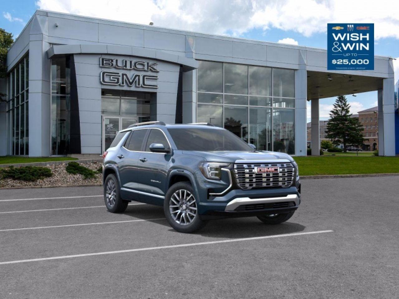 <b>Sunroof,  Cooled Seats,  360 Camera,  Power Liftgate,  Wireless Charging!</b><br> <br>   With a distinct design and effortless capability, this 2026 GMC Terrain epitomizes genuine everyday usability. <br> <br>From endless details that drastically improve this SUVs usability, to striking style and amazing capability, this 2026 Terrain is exactly what you expect from a GMC SUV. The interior has a clean design, with upscale materials like soft-touch surfaces and premium trim. You cant go wrong with this SUV for all your family hauling needs.<br> <br> This downpour metallic SUV  has an automatic transmission and is powered by a  175HP 1.5L 4 Cylinder Engine.<br> <br> Our Terrains trim level is Denali. This trim steps things up with the Convenience Package II, which adds an 8-way power driver seat with lumbar support, dual-zone climate control, AutoSense hands-free liftgate, wireless phone charging, universal home remote, rain-sensing wipers, heated wiper park, brushed aluminum roof rails, and overhead sunglass storage, while the Driver Convenience Package contributes heated front seats, heated steering wheel, remote start, illuminated vanity mirrors, and express-up/down windows. A 15 Premium Infotainment System with Google Built-In, wireless Apple CarPlay/Android Auto, 5G connectivity, Wi-Fi hotspot, SiriusXM with 360L, adaptive cruise control, multiple USB ports, and active noise cancellation enhance convenience and connectivity, complemented by features like HD Rear Vision Camera, Blind Zone Steering Assist, Rear Cross Traffic Braking, Enhanced Automatic Emergency Braking, Lane Keep Assist, Teen Driver mode, and OnStar services for a secure and connected driving experience. This vehicle has been upgraded with the following features: Sunroof,  Cooled Seats,  360 Camera,  Power Liftgate,  Wireless Charging,  Heated Steering Wheel,  Remote Start. <br><br> <br>To apply right now for financing use this link : <a href=https://www.taylorautomall.com/finance/apply-for-financing/ target=_blank>https://www.taylorautomall.com/finance/apply-for-financing/</a><br><br> <br/> See dealer for details. <br> <br> <br>LEASING:<br><br>Estimated Lease Payment: $307 bi-weekly <br>Payment based on 3.9% lease financing for 48 months with $0 down payment on approved credit. Total obligation $31,958. Mileage allowance of 16,000 KM/year. Offer expires 2026-01-02.<br><br><br>HST, licensing, and Federal luxury tax (if applicable) are extra. <br><br> Come by and check out our fleet of 40+ used cars and trucks and 170+ new cars and trucks for sale in Kingston.  o~o