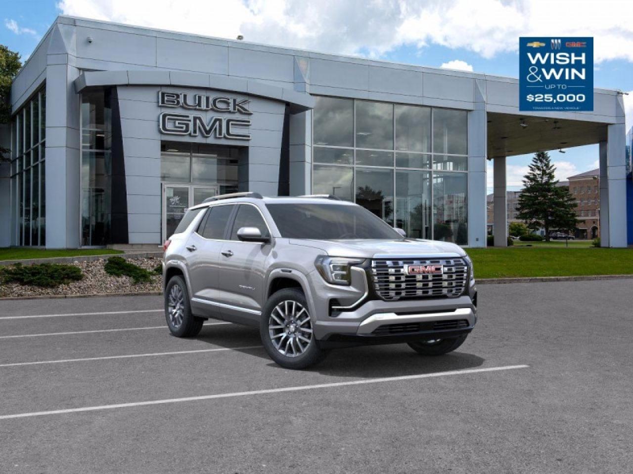 <b>Sunroof,  Cooled Seats,  360 Camera,  Power Liftgate,  Wireless Charging!</b><br> <br>   Iconic GMC styling paired with remarkable reliability make this 2026 Terrain an ideal option in the crossover SUV segment. <br> <br>From endless details that drastically improve this SUVs usability, to striking style and amazing capability, this 2026 Terrain is exactly what you expect from a GMC SUV. The interior has a clean design, with upscale materials like soft-touch surfaces and premium trim. You cant go wrong with this SUV for all your family hauling needs.<br> <br> This sterling metallic SUV  has an automatic transmission and is powered by a  175HP 1.5L 4 Cylinder Engine.<br> <br> Our Terrains trim level is Denali. This trim steps things up with the Convenience Package II, which adds an 8-way power driver seat with lumbar support, dual-zone climate control, AutoSense hands-free liftgate, wireless phone charging, universal home remote, rain-sensing wipers, heated wiper park, brushed aluminum roof rails, and overhead sunglass storage, while the Driver Convenience Package contributes heated front seats, heated steering wheel, remote start, illuminated vanity mirrors, and express-up/down windows. A 15 Premium Infotainment System with Google Built-In, wireless Apple CarPlay/Android Auto, 5G connectivity, Wi-Fi hotspot, SiriusXM with 360L, adaptive cruise control, multiple USB ports, and active noise cancellation enhance convenience and connectivity, complemented by features like HD Rear Vision Camera, Blind Zone Steering Assist, Rear Cross Traffic Braking, Enhanced Automatic Emergency Braking, Lane Keep Assist, Teen Driver mode, and OnStar services for a secure and connected driving experience. This vehicle has been upgraded with the following features: Sunroof,  Cooled Seats,  360 Camera,  Power Liftgate,  Wireless Charging,  Heated Steering Wheel,  Remote Start. <br><br> <br>To apply right now for financing use this link : <a href=https://www.taylorautomall.com/finance/apply-for-financing/ target=_blank>https://www.taylorautomall.com/finance/apply-for-financing/</a><br><br> <br/> See dealer for details. <br> <br> <br>LEASING:<br><br>Estimated Lease Payment: $307 bi-weekly <br>Payment based on 3.9% lease financing for 48 months with $0 down payment on approved credit. Total obligation $31,958. Mileage allowance of 16,000 KM/year. Offer expires 2026-01-02.<br><br><br>HST, licensing, and Federal luxury tax (if applicable) are extra. <br><br> Come by and check out our fleet of 40+ used cars and trucks and 170+ new cars and trucks for sale in Kingston.  o~o