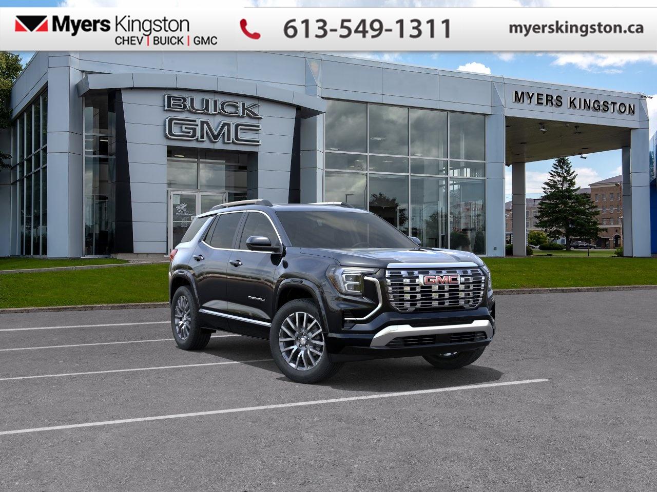 <b>Leather Seats, Denali Preferred Equipment Group!</b><br> <br> With a distinct design and effortless capability, this 2026 GMC Terrain epitomizes genuine everyday usability. <br> <br>From endless details that drastically improve this SUVs usability, to striking style and amazing capability, this 2026 Terrain is exactly what you expect from a GMC SUV. The interior has a clean design, with upscale materials like soft-touch surfaces and premium trim. You cant go wrong with this SUV for all your family hauling needs.<br> <br>This Ebony Twilight Metallic SUV has an Automatic transmission and is powered by a 175HP 1.5L 4 Cylinder Engine. <br> <br> Our Terrains trim level is Denali. This trim steps things up with the Convenience Package II, which adds an 8-way power driver seat with lumbar support, dual-zone climate control, AutoSense hands-free liftgate, wireless phone charging, universal home remote, rain-sensing wipers, heated wiper park, brushed aluminum roof rails, and overhead sunglass storage, while the Driver Convenience Package contributes heated front seats, heated steering wheel, remote start, illuminated vanity mirrors, and express-up/down windows. A 15 Premium Infotainment System with Google Built-In, wireless Apple CarPlay/Android Auto, 5G connectivity, Wi-Fi hotspot, SiriusXM with 360L, adaptive cruise control, multiple USB ports, and active noise cancellation enhance convenience and connectivity, complemented by features like HD Rear Vision Camera, Blind Zone Steering Assist, Rear Cross Traffic Braking, Enhanced Automatic Emergency Braking, Lane Keep Assist, Teen Driver mode, and OnStar services for a secure and connected driving experience. This vehicle has been upgraded with the following features: Leather Seats, Denali Preferred Equipment Group.<br><br> <br>To apply right now for financing use this link: <a href=https://www.taylorautomall.com/finance/apply-for-financing/ target=_blank>https://www.taylorautomall.com/finance/apply-for-financing/</a><br><br> <br/>    3.99% financing for 84 months.  Incentives expire 2026-04-30.  See dealer for details. <br> <br> <br>LEASING:<br><br>Estimated Lease Payment: $323 bi-weekly <br>Payment based on 3.9% lease financing for 48 months with $0 down payment on approved credit.         Total obligation $33,607. Mileage allowance of 16,000 KM/year. Offer expires 2026-04-30.<br><br><br>HST, licensing, and Federal luxury tax (if applicable) are extra. <br><br> Come by and check out our fleet of 30+ used cars and trucks and 200+ new cars and trucks for sale in Kingston.  o~o