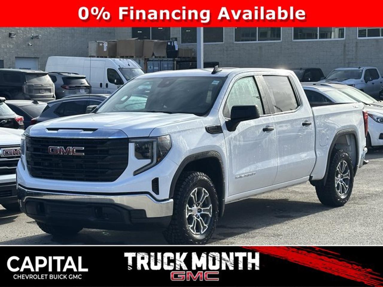 This GMC Sierra 1500 delivers a Gas V8 5.3L/325 engine powering this Automatic transmission. X31 OFF-ROAD PACKAGE includes Off-Road suspension, (JHD) Hill Descent Control, (NZZ) skid plates, (K47) heavy-duty air filter and X31 hard badge Includes (G80) auto-locking rear differential and (NQH) 2-speed transfer case., WHEELS, 18 X 8.5 (45.7 CM X 21.6 CM) 6-SPOKE MACHINED ALUMINUM with Dark Grey Metallic accents, TRANSMISSION, 10-SPEED AUTOMATIC, (COLUMN SHIFTER) ELECTRONICALLY CONTROLLED with overdrive and tow/haul mode. Includes Cruise Grade Braking and Powertrain Grade Braking.* This GMC Sierra 1500 Features the Following Options *PRO VALUE PACKAGE includes (PCI) Convenience Package and (Z82) Trailering Package , TIRES, LT275/65R18C BLACKWALL GOODYEAR WRANGLER TERRITORY MT, REAR AXLE, 3.23 RATIO, PRO PREFERRED EQUIPMENT GROUP includes standard equipment, LPO, CARGO TIE-DOWNS, (4) (dealer-installed), LPO, ALL-WEATHER FLOOR LINER, 1ST AND 2ND ROWS (dealer-installed), GVWR, 7100 LBS. (3221 KG), FLOOR COVERING, COLOUR-KEYED CARPETING Includes (B32) front floor mats and (B33) rear floor mats on Crew Cab and Double Cab models.), ENGINE, 5.3L ECOTEC3 V8 (355 hp [265 kW] @ 5600 rpm, 383 lb-ft of torque [518 Nm] @ 4100 rpm); featuring Dynamic Fuel Management (Includes (KW7) 170-amp alternator and (MHT) 10-speed automatic transmission., ENGINE BLOCK HEATER.* Visit Us Today *Live a little- stop by Capital Chevrolet Buick GMC Inc. located at 13103 Lake Fraser Drive SE, Calgary, AB T2J 3H5 to make this car yours today!