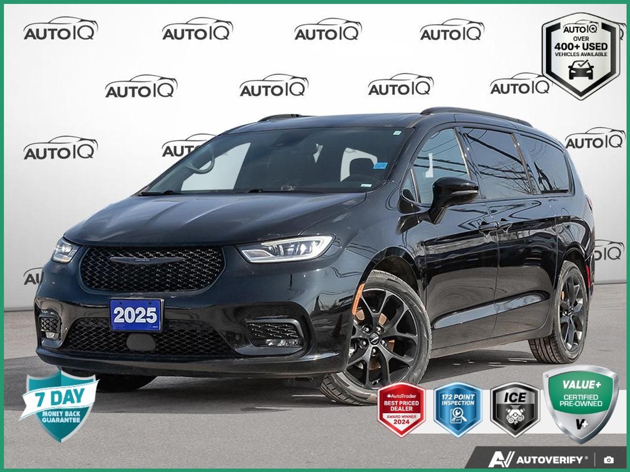 Odometer is 2322 kilometers below market average!<br><br>13 Speakers, 3rd row seats: split-bench, Air Conditioning, Alloy wheels, Automatic temperature control, Black Seats, Dual front impact airbags, Dual front side impact airbags, Emergency communication system, Front Bucket Seats, Front dual zone A/C, Front reading lights, Garage door transmitter: HomeLink, Heated door mirrors, Heated front seats, Heated rear seats, Heated steering wheel, Illuminated entry, Low tire pressure warning, Memory seat, Nappa Leather-Faced Front Vented Seats with S Logo, Navigation System, Outside temperature display, ParkView Rear Back-Up Camera, Power door mirrors, Power driver seat, Power Liftgate, Power moonroof, Power passenger seat, Power steering, Power windows, Quick Order Package 27P, Radio: Uconnect 5 Nav with 10.1 Display, Rain sensing wipers, Rear air conditioning, Rear window defroster, Rear window wiper, Reclining 3rd row seat, Remote keyless entry, Roof rack, Split folding rear seat, Spoiler, Steering wheel mounted audio controls, Touring Suspension, Turn signal indicator mirrors, Variably intermittent wipers, Ventilated front seats.<br><br>Diamond Black Crystal Pearlcoat<br>2025 Chrysler Pacifica Limited<br>4D Passenger Van<br>Pentastar 3.6L V6 VVT 9-Speed Automatic<br>FWD<p> </p>

<h4>VALUE+ CERTIFIED PRE-OWNED VEHICLE</h4>

<p>
- 36-point Provincial Safety Inspection<br>
- 172-point inspection combined mechanical, aesthetic, functional inspection including a vehicle report card<br>
- Warranty: 30 Days or 1500 KMS on mechanical safety-related items and extended plans are available<br>
- Complimentary CARFAX Vehicle History Report<br>
- 2X Provincial safety standard for tire tread depth<br>
- 2X Provincial safety standard for brake pad thickness<br>
- 7 Day Money Back Guarantee*<br>
- Market Value Report provided<br>
- Complimentary 3 months SIRIUS XM satellite radio subscription on equipped vehicles<br>
- Complimentary wash and vacuum<br>
- Vehicle scanned for open recall notifications from manufacturer
</p>

<p>SPECIAL NOTE: This vehicle is reserved for AutoIQs retail customers only. Please, No dealer calls. Errors & omissions excepted.</p>

<p>*As-traded, specialty or high-performance vehicles are excluded from the 7-Day Money Back Guarantee Program (including, but not limited to Ford Shelby, Ford mustang GT, Ford Raptor, Chevrolet Corvette, Camaro 2SS, Camaro ZL1, V-Series Cadillac, Dodge/Jeep SRT, Hyundai N Line, all electric models)</p>