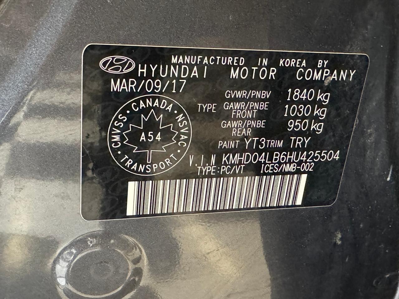 2017 Hyundai Elantra SPORT Turbo DCT+CAM+Roof+Leather+ACCIDENT FREE Photo