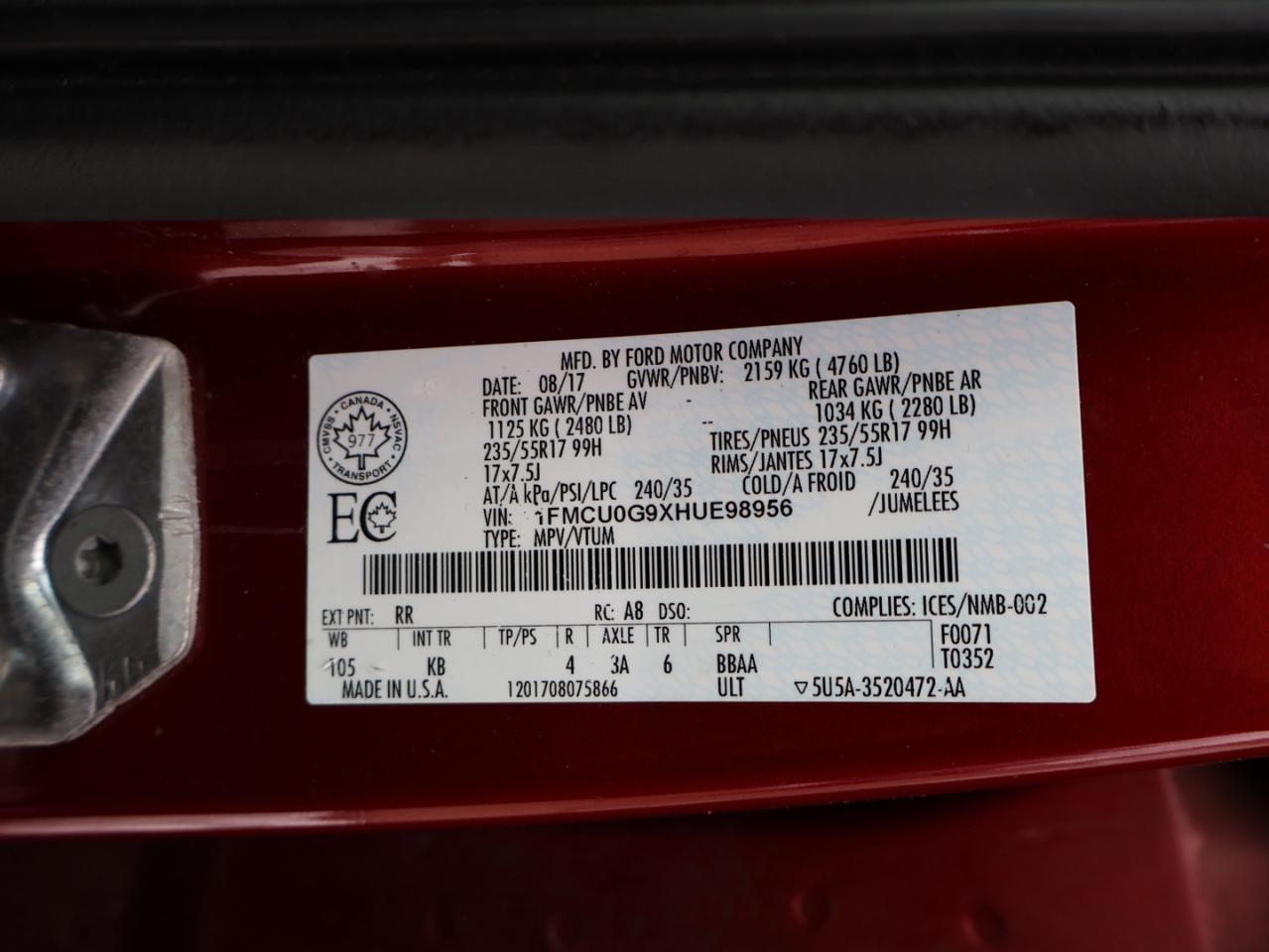 2017 Ford Escape SE CERTIFIED *ACCIDENT FREE*SERVCIE RECORDS* CAMERA BLUETOOTH HEATED SEATS CRUISE ALLOYS Photo