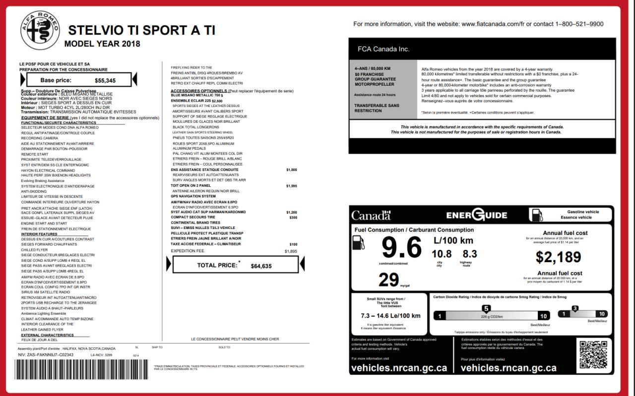 2018 Alfa Romeo Stelvio TI SPORT AWD+New Tires+Brakes+CLEAN CARFAX Photo