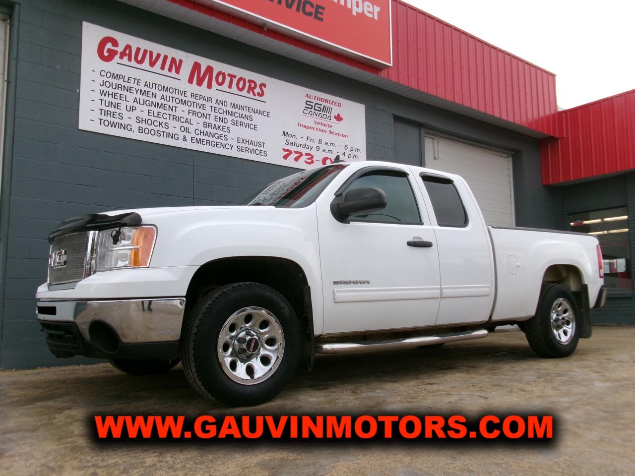 ### For Sale: 2010 GMC Sierra SLE 1500  Exceptional Value at Gauvin Motors Ltd!

**Price:** $11,995  
**Location:** Gauvin Motors Ltd

Get ready to hit the road in style with this stunning 2010 GMC Sierra SLE 1500! This extended cab, 4-door pickup is designed to comfortably seat up to 6 passengers, making it perfect for both work and play.

#### Key Features:
- **Engine:** Economical yet powerful 5.3L V8 with 302 hp
- **Cab Configuration:** Extended cab with a spacious 6.5 box
- **Comfort & Convenience:** 
  - Air conditioning
  - Tilt and cruise control
  - Power windows, locks, and mirrors
  - Keyless entry and remote start
- **Seating:** 40/20/40 split bench front seat with folding armrest and fold-up rear seat
- **Technology:** OnStar, electronic compass, and thermometer
- **Towing Capability:** Tow package with trailer brake control
- **Stylish Additions:** Step bars, chrome wheels, stainless steel grill insert, and mudflaps
- **Sound System:** Upgraded Alpine stereo for an enhanced audio experience

This GMC Sierra has been very well maintained. Its in beautiful condition and runs great!   
 At just **$11,995**, it offers incredible value for a truck loaded with features. Plus, we welcome trades!

Dont miss out on this fantastic opportunity! Visit Gauvin Motors Ltd today and take the Sierra for a test drive. Your next adventure awaits!