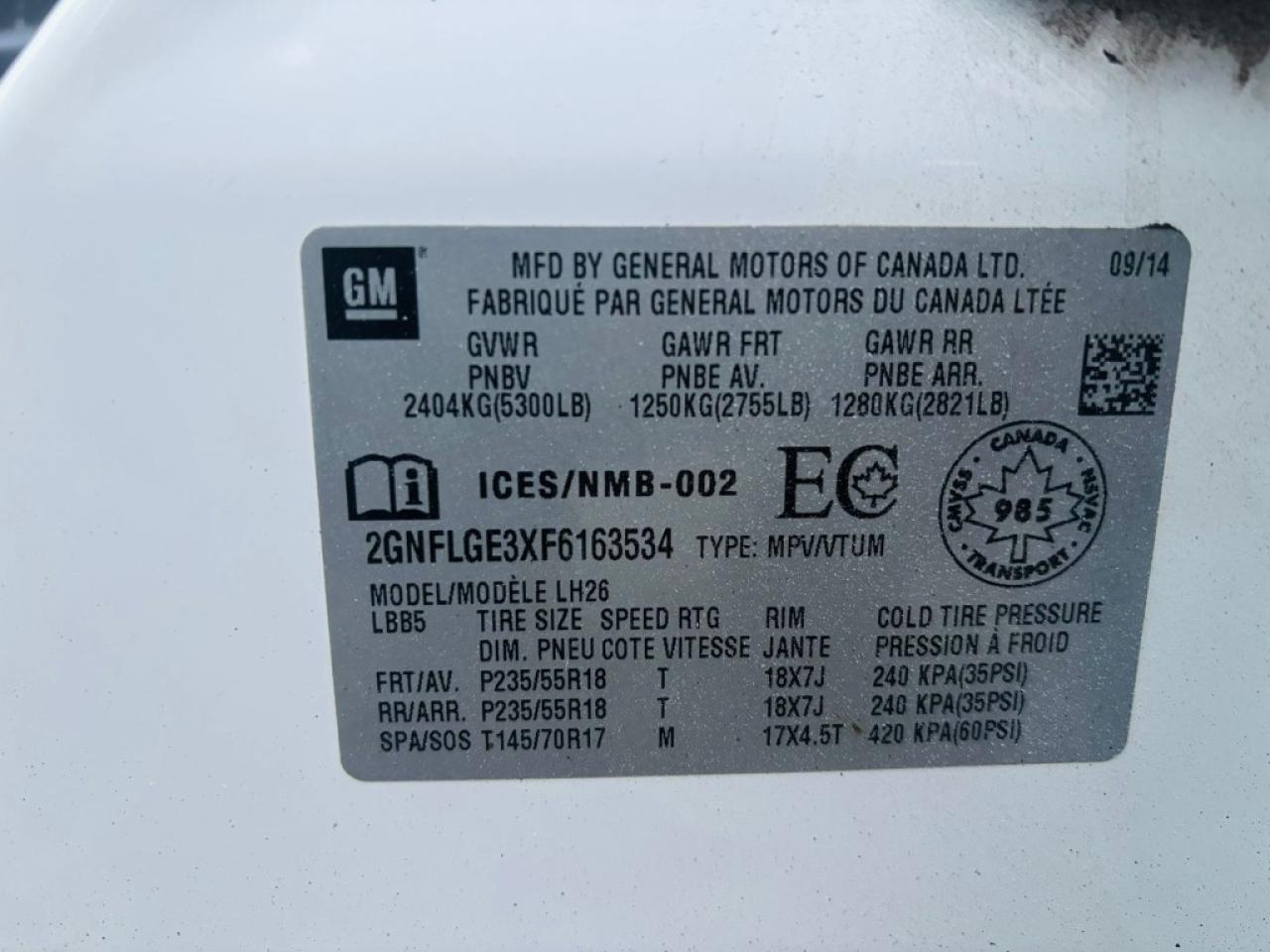 2015 Chevrolet Equinox LT 4dr SUV AWD w/2LT (2.4L 4cyl 6A) Photo