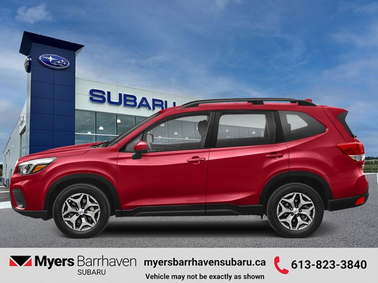 <b>Low Mileage, Sunroof,  Heated Seats,  Android Auto,  Apple CarPlay,  STARLINK!</b><br> <br>   For your daily adventures and every new adventure coming, the 2020 Subaru Forester is capable, comfortable, and ready to go anywhere you take it. This 2020 Subaru Forester is fresh on our lot in Nepean. <br> <br>The 2020 Subaru Forester has been redesigned inside and out to provide new comfort, technology, and connectivity while sacrificing none of the capability, versatility, and agility you expect from the iconic Forester name. With new technologies like X-Mode and SI-Drive, the 2020 Subaru Forester is now more ready than ever for those rugged mountain passes, while the comfort and infotainment technology keeps you connected and comfortable for the daily drives. This low mileage  SUV has just 38,204 kms. Its crimson red pea in colour. It has an automatic transmission and is powered by a  182HP 2.5L 4 Cylinder Engine. It may have some remaining factory warranty, please check with dealer for details. <br> <br> Our Foresters trim level is Touring. This Forester Touring comes with a 6.5 inch touchscreen infotainment system with STARLINK smartphone integration (including Aha radio), Apple CarPlay and Android Auto functionality, and steering wheel controlled audio. Adding to the luxury are a sunroof, dual zone automatic climate control, heated seats, a power drivers seat, leather wrapped steering wheel, and a power tailgate. For even more safety and convenience, this SUV is equipped with Subarus patented EyeSight complete with pre-collision assist, adaptive cruise control, and lane keep assist. This vehicle has been upgraded with the following features: Sunroof,  Heated Seats,  Android Auto,  Apple Carplay,  Starlink,  Steering Wheel Audio Control,  Power Tailgate. <br> <br>To apply right now for financing use this link: <a href=https://www.myersbarrhavensubaru.ca/quick-approval/ target=_blank>https://www.myersbarrhavensubaru.ca/quick-approval/</a><br><br> <br/><br><br> The Myers name has been synonymous with first-rate automotive service and products for over 80 years in Ottawa; we are happy to welcome you here to <b> Myers Barrhaven Subaru </b> the unbeatable Subaru dealer in Ottawa and the National Capital Region. Serving drivers as the premier Subaru dealership near Kanata, Orléans, Gatineau, QC and Vanier region, we offer a wide range of new and used offerings from Subaru. If youre in the market for a full range of Subaru cars and Subaru SUVs for sale in Ottawa. </br><br> Come by and check out our fleet of 30+ used cars and trucks and 30+ new cars and trucks for sale in Nepean.  o~o
