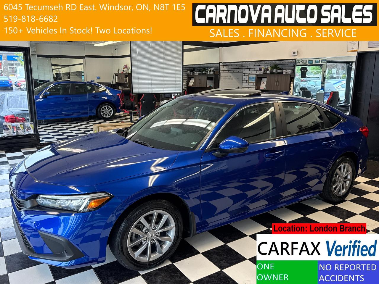 2022 Honda Civic EX+Blind Spot+Roof+ONE OWNER+CLEAN CARFAX Photo0