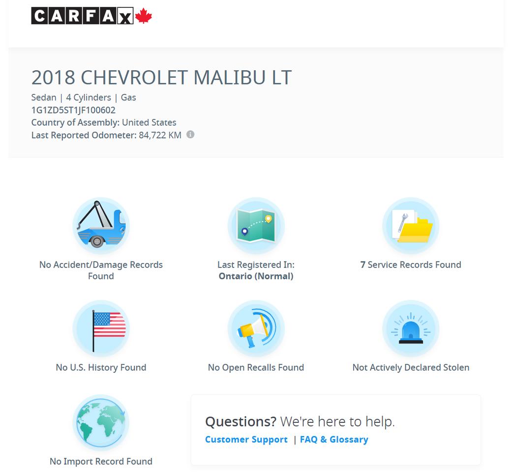 2018 Chevrolet Malibu LT+New Tires+Brakes+Remote Start+CLEAN CARFAX Photo