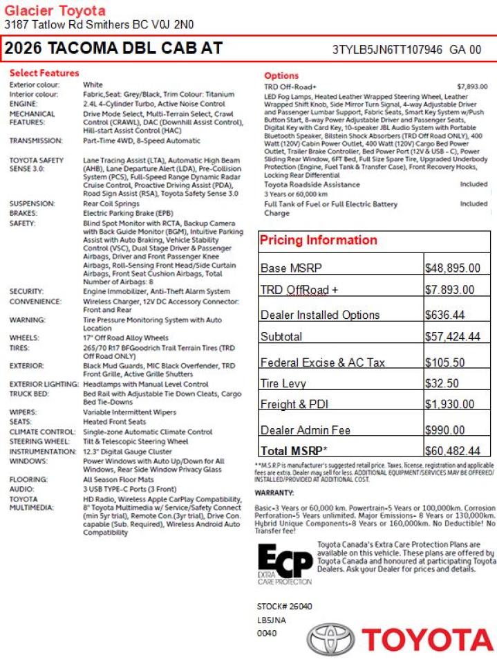 2026 Toyota Tacoma TRD Offroad + Photo2