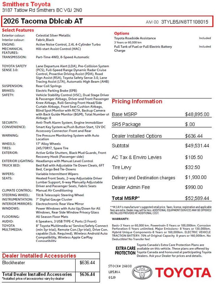 2026 Toyota Tacoma SR5 Photo2
