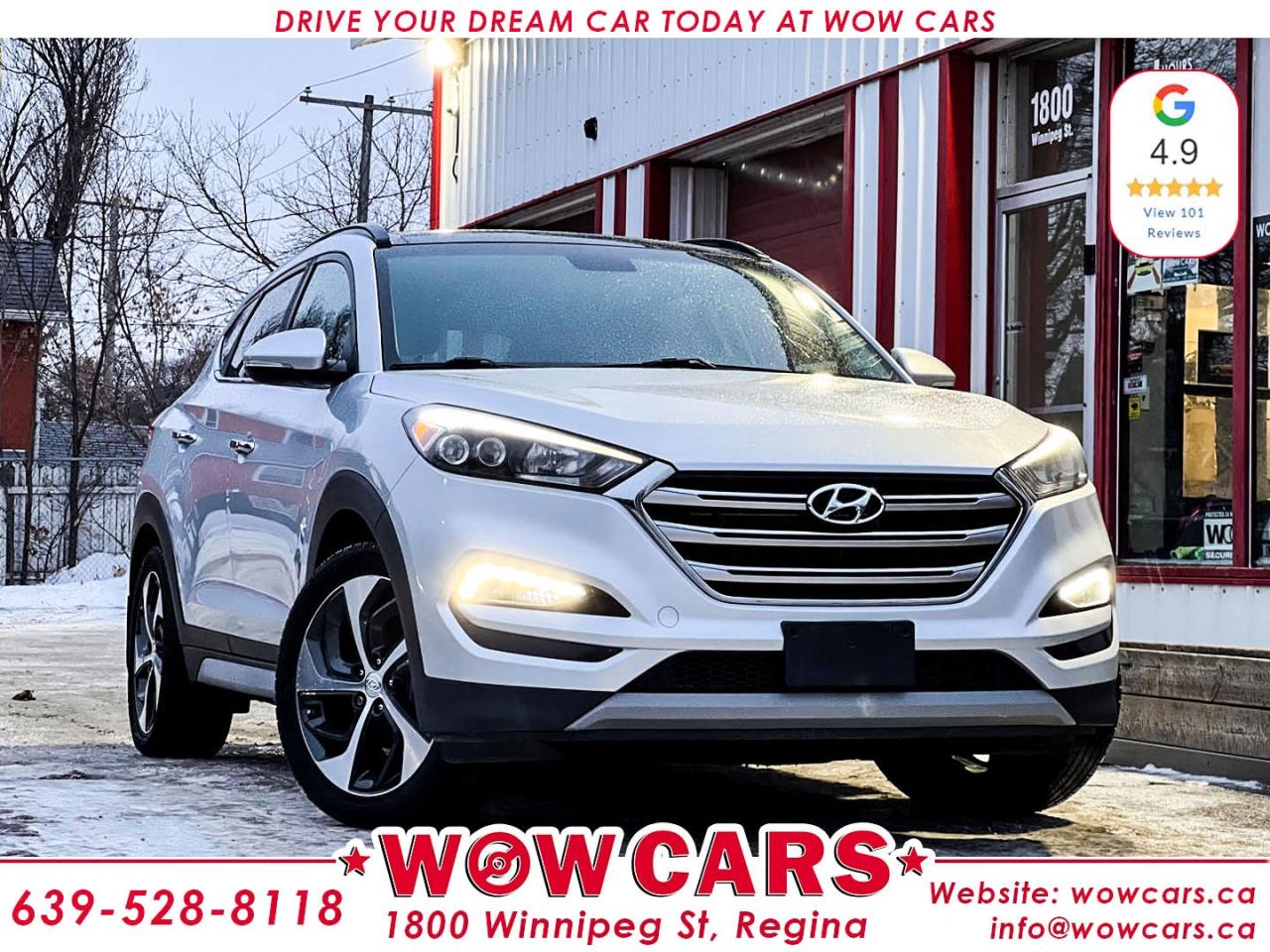 2017 Hyundai Tucson Limited AWD Odometer: 122,301 km <br/> SALE Price: $18,990+taxes <br/> Financing Available <br/> <br/> WOW Factors:- -Certified and mechanical inspection <br/> -No Accidents <br/> -Dealer Serviced <br/> <br/> <br/> Highlight Features:--Blind Spot Monitoring <br/> -Panoramic sunroof <br/> -Navigation <br/> -Leather Power seats <br/> -Front + Rear Heated Seats <br/> -Heated Steering Wheel <br/> -Alloy Wheels <br/> -All Wheel Drive <br/> -Backup-Camera <br/> -Park Assist <br/> -Push Button Start <br/> -Power liftgate <br/> -Cruise Control and much more. <br/> <br/> Financing Available Driven by Trust, Powered by Family  Your Destination for Quality Pre-Owned Vehicles <br/> At our family-owned dealership, customer satisfaction isnt just a goal  its our promise. We specialize in pre-owned Cars, SUVs, Vans, and Trucks, offering standout value with the WOW factors that set us apart. From exceptional Google reviews to unmatched after-sales service, we go above and beyond to make your experience seamless, transparent, and friendly. <br/> <br/> <br/> Visit WOW CARS Today at 1800 Winnipeg Street Regina, SK S4P1G2, or give us a call at (639) 528-8II8. <br/>