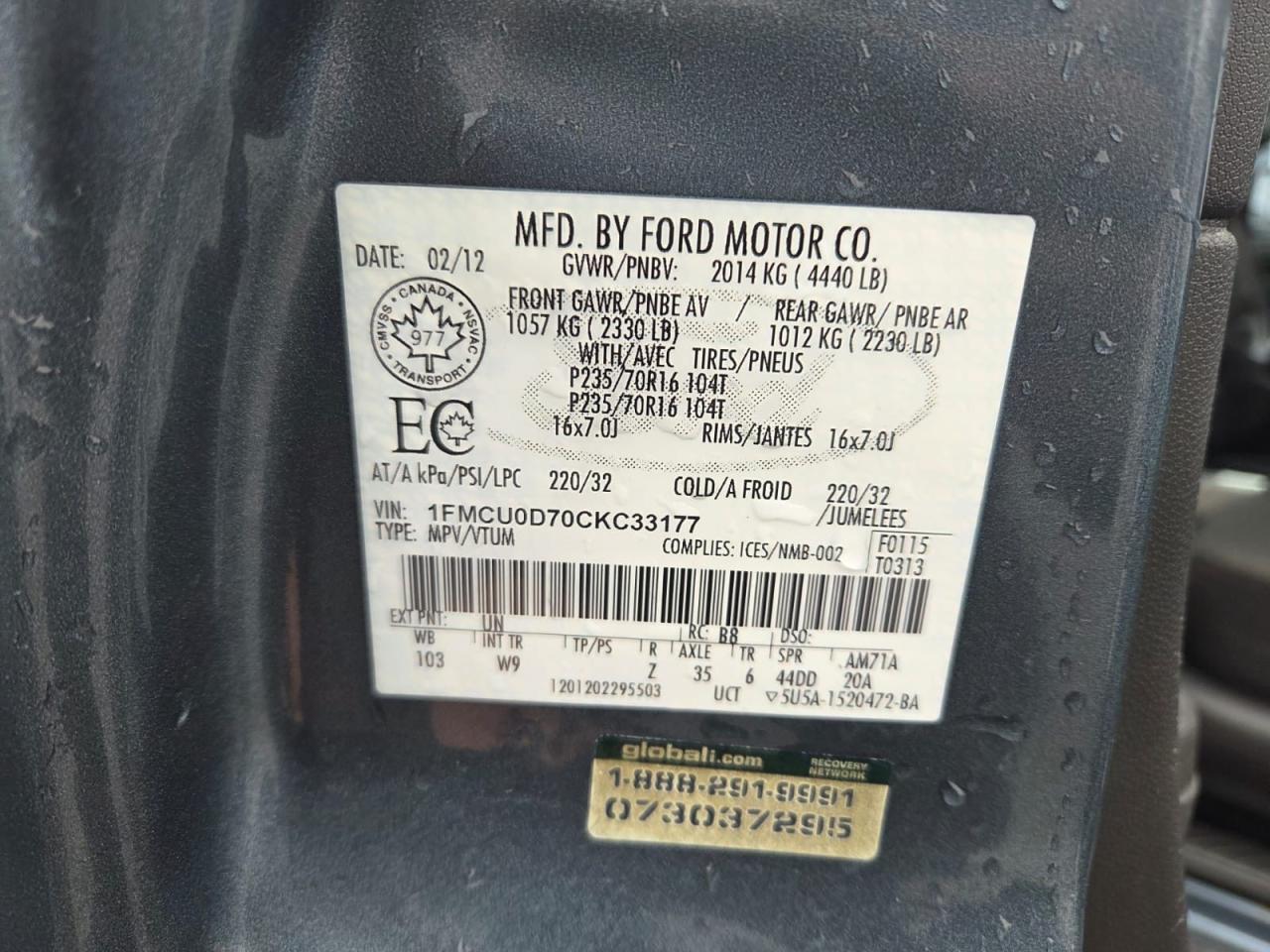 2012 Ford Escape XLT, ONE OWNER, NO ACCIDENTS, ONLY 74KM, CERTIFIED Photo