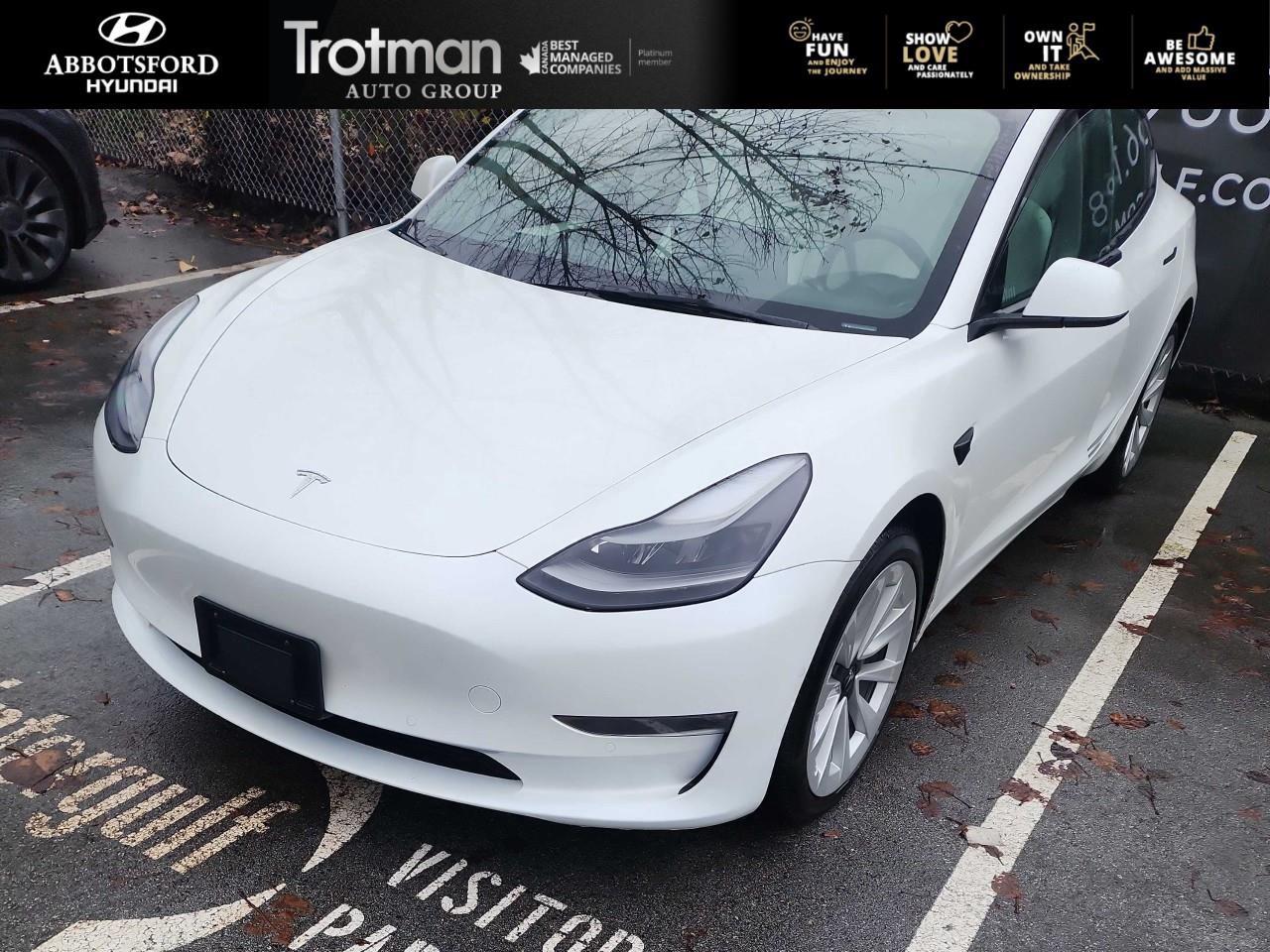 <p><strong>Innovative, efficient, and performance-driven  this used 2022 Tesla Model 3 Long Range AWD Ltd Avail delivers cutting-edge electric technology, premium comfort, and confident capability in a sleek sedan. This used 2022 Tesla Model 3 </strong><span style=color:rgb( 0 , 0 , 0 )>is available now at </span><strong>Abbotsford Hyundai</strong><span style=color:rgb( 0 , 0 , 0 )>, your trusted dealership in </span><strong>Abbotsford, British Columbia</strong><span style=color:rgb( 0 , 0 , 0 )>.</span></p><p>Teslas Supercharging network ensures quick charging so you can get back on the road with ease.Inside, the Long Range trim surrounds you with modern amenities, including premium seating surfaces, heated front and rear seats, heated steering wheel, and a panoramic glass roof that floods the cabin with natural light. </p><p>The minimalist interior is centered around a 15-inch touchscreen display with navigation, Bluetooth® connectivity, Apple CarPlay® and Android Auto compatibility, and a premium audio system. Ample trunk and front cargo (frunk) space make it versatile for both family needs and everyday practicality.</p><p>Safety is comprehensive with Teslas Autopilot driver-assist system, including Automatic Emergency Braking, Blind-Spot Monitoring, Lane Keeping Assist, and Adaptive Cruise Control. With over-the-air software updates, your Model 3 continues to improve long after you drive it home.</p><p><strong>Zero emissions. Long-range confidence. Premium innovation.</strong> The 2022 Tesla Model 3 Long Range AWD Ltd Avail is built to electrify every journey. <span style=color:rgb( 0 , 0 , 0 )>This vehicle has undergone a </span><strong>comprehensive multi-point inspection</strong><span style=color:rgb( 0 , 0 , 0 )>by our certified technicians. Ask us about </span><strong>extended warranty options</strong><span style=color:rgb( 0 , 0 , 0 )>, </span><strong>vehicle history reports</strong><span style=color:rgb( 0 , 0 , 0 )>, and </span><strong>flexible financing plans</strong><span style=color:rgb( 0 , 0 , 0 )>tailored to your needs.</span></p> <p>All Abbotsford Hyundai pre-owned vehicles come complete with the remaining Manufacturers Warranty plus a vehicle safety report and a CarFax history report. Abbotsford Hyundai is a BBB accredited pre-owned car dealership, serving the Fraser Valley and our friends in Surrey, Langley and surrounding Lower Mainland areas. We are your Friendly Fraser Valley car dealer. We are located at 30250 Automall Drive in Abbotsford. Call or email us to schedule a test drive.</p><p>*All Sales are subject to Taxes, $799 Doc fee, $87 Fuel Surcharge and up to $1,299 Hyundai Certified Fee for CPO vehicles. Advertised price is finance price, cash price may differ. Refer to dealer website for most up to date information.</p>