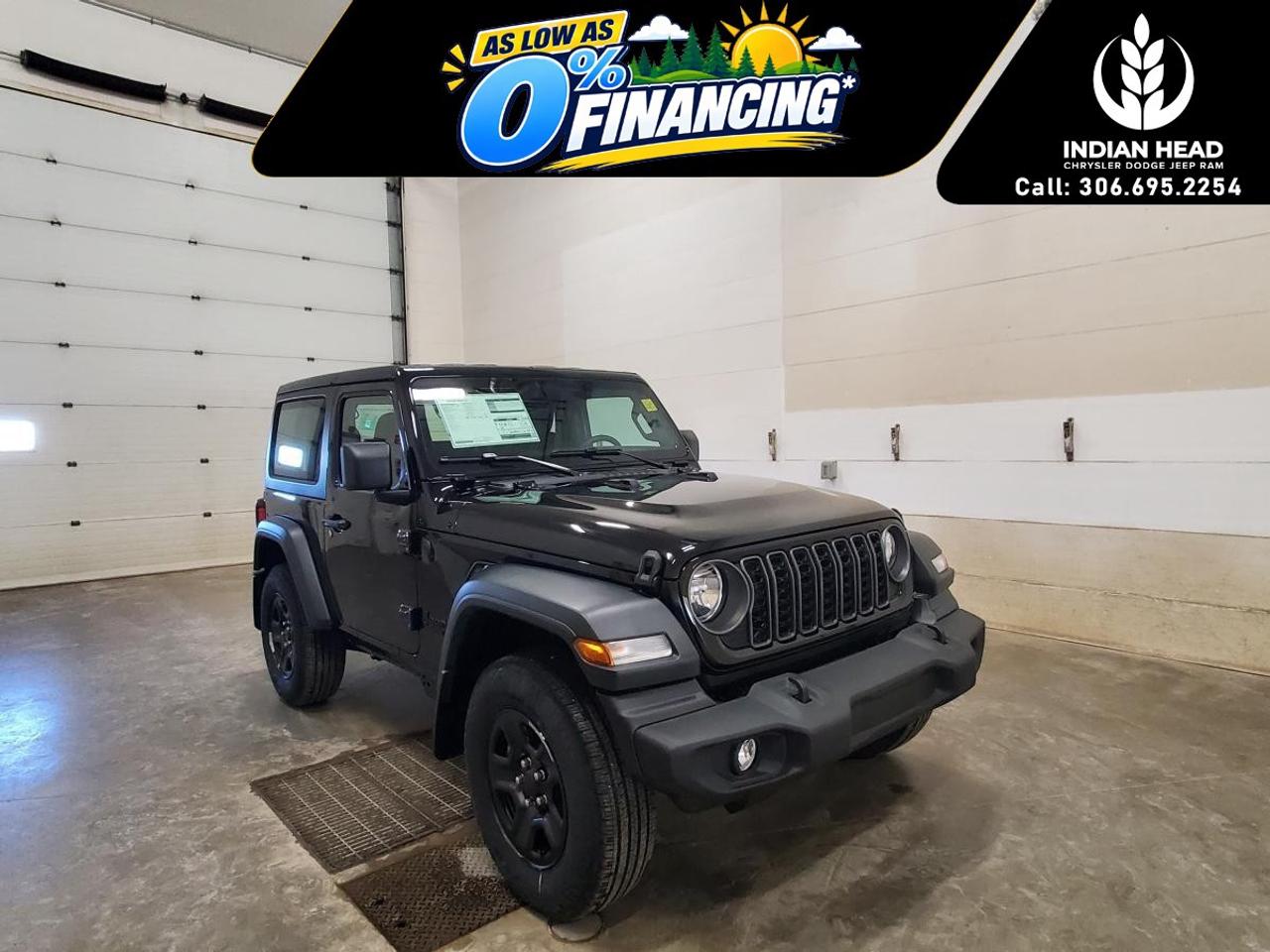 <p>Unleash your adventurous spirit with this brand new 2026 Jeep Wrangler Sport in striking black, equipped with a reliable 4×4 drivetrain and smooth handling. Perfectly built for both off-road terrains and city drives, this SUV embodies ruggedness and style.</p><p>The bold black exterior on this Wrangler captures classic Jeep aesthetics, while the modern black interior offers comfort and sophistication. Inside, find convenient features like air conditioning to keep your drives pleasurable, along with power windows and keyless entry for an indulgent level of convenience.</p><p>Stay connected on the go with advanced technology including a backup camera for enhanced safety, satellite radio, and smart device integration. Bluetooth connectivity and a wi-fi hotspot ensure youre always online, while cruise control adds ease to every journey.</p><p>This combination of stylish design and innovative technology makes the Wrangler Sport an ideal choice for both urban explorers and outdoor enthusiasts. Contact the dealership today to experience the blend of capability and comfort that only a Jeep can offer.</p>