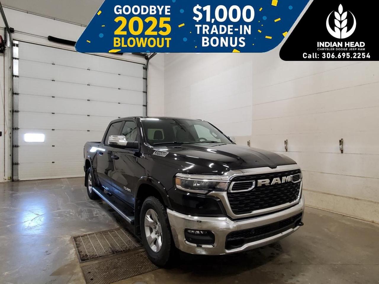 <p>The 2025 Ram 1500 Big Horn 4x4 Crew Cab with a 5'7" Box is a powerhouse in sleek black, designed to dominate any terrain. This new truck combines the robust performance of its 3.0L I6 Hurricane SO Twin Turbo ESS engine with the smooth efficiency of a 8-speed automatic transmission, offering you unbeatable handling whether on rugged trails or city streets.</p><p>The bold exterior makes a statement with its powerful presence, matched by the sophisticated black interior designed for comfort and style. Loaded with thought-out details, this truck includes power windows, heated mirrors, and keyless entry for added convenience. Every journey is ensured safety and ease with features like brake assist, lane assist, and powerful parking sensors.</p><p>Stay connected on the go with Bluetooth connectivity, smart device integration, and a wi-fi hotspot, while enjoying personalized comfort thanks to the innovative air conditioning system. The advanced backup camera and adaptive cruise control make every drive a breeze, prioritizing your safety and confidence on the road.</p><p>Perfect for outdoor enthusiasts or those needing a reliable on-road companion, this Ram 1500 is geared up and ready to tackle any challenge. Contact our dealership today to learn more about this versatile and capable truck!</p>