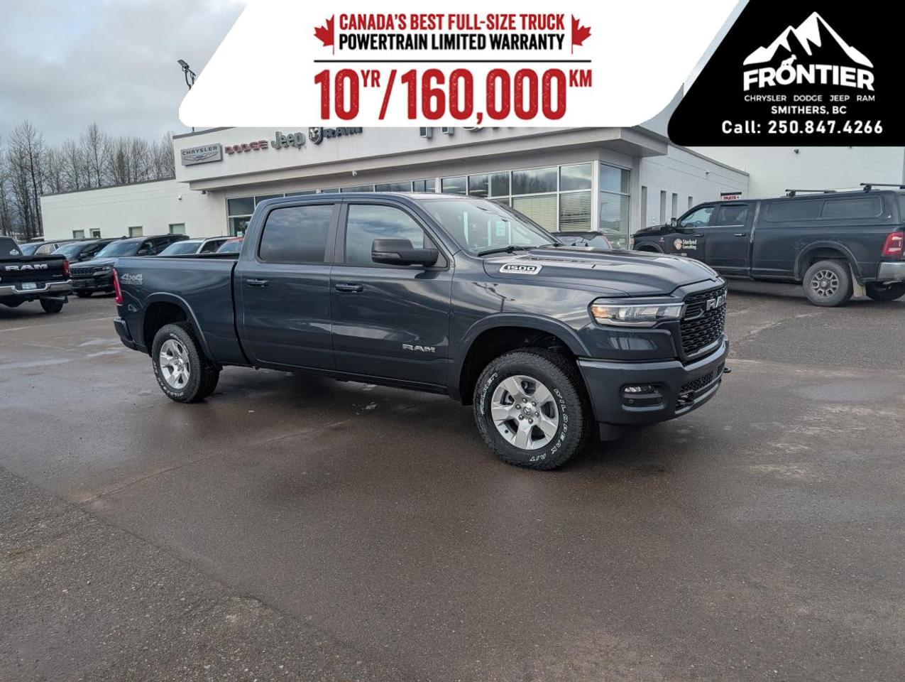 <p>The 2026 Ram 1500 Big Horn 4x4 Crew Cab in a stunning blue finish is built to tackle any terrain with confidence. Equipped with a robust 3.0L I6 Hurricane SO Twin Turbo engine and an 8-speed automatic transmission, this 4x4 truck offers a smooth yet powerful driving experience.</p><p>The muscular exterior of this new Ram 1500 is sure to turn heads, while the spacious Crew Cab interior is adorned with sleek black finishes that provide both comfort and style. Whether you're hauling cargo or loading up for a weekend getaway, the 6'4" box provides ample space for all your needs.</p><p>On the tech front, this truck doesn't disappoint. Featuring a backup camera, smart device integration, and a Wi-Fi hotspot, the Ram Big Horn keeps you connected wherever the road takes you. Safety is a top priority with advanced features such as lane assist, brake assist, and adaptive cruise control ensuring peace of mind during your drive.</p><p>This truck is perfect for the hardworking professional or adventurous family looking for reliability, space, and cutting-edge features in their next vehicular investment. Contact our dealership today to learn more and to schedule a test drive!</p>