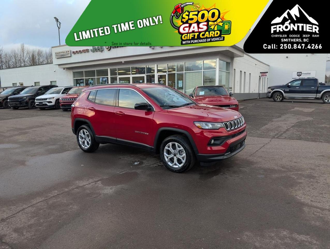 <p>Experience the dynamic elegance of the 2026 Jeep Compass North 4x4, a red powerhouse built to conquer every journey with finesse. Its robust 2.0L DOHC I-4 DI Turbo engine, coupled with an 8-speed automatic transmission, ensures unwavering power and precision, making it the perfect companion for all terrains. This SUV's 4x4 drivetrain offers remarkable handling, ideal for city streets and off-road adventures alike.</p> <p>The striking red exterior paired with sleek alloy wheels captures attention instantly, while the black interior exudes sophistication and comfort. Features like heated seats and a leather steering wheel elevate your driving experience to new heights. Revel in the convenience of smart device integration and keyless entry, catering to modern needs effortlessly.</p> <p>Stay connected and secure with cutting-edge technology, such as a backup camera, Bluetooth connectivity, and satellite radio. The Compass North prioritizes your safety with lane assist and brake assist alongside driver assistance features like a heated steering wheel for those chilly mornings. Enjoy access to a wi-fi hotspot, ensuring you remain in touch wherever your travels take you.</p> <p>Families and adventure seekers alike will find this SUV ideally equipped to enhance their lifestyle. The 2026 Jeep Compass North 4x4 not only meets expectations with practical features but surpasses them in comfort and style. For those in pursuit of both adventure and everyday functionality, contact our dealership today to experience this unparalleled vehicle firsthand.</p>