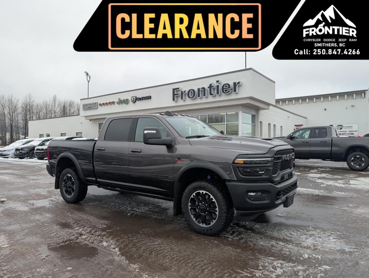 <p>The 2025 Ram 2500 Rebel Crew Cab 4x4 is built for serious capability while delivering premium comfort and bold stylingperfect for those who need a heavy-duty truck that works hard and looks good doing it.</p><p>Under the hood, this Rebel is equipped with the legendary 6.7L Cummins® I-6 HO turbocharged diesel engine paired with a smooth-shifting 8-speed automatic transmission. This powerhouse combination delivers exceptional torque and towing capability, making it ready for demanding jobs, trailers, and off-road adventures alike. The 4x4 system ensures confidence in all terrains and weather conditions.</p><p>Finished in striking Granite Crystal Metallic, this Ram stands out with its aggressive Rebel styling, including a sport performance hood and rugged design elements. Inside, the cabin offers leather-faced bucket seats and a well-appointed interior that blends durability with upscale comfort.</p><p>This truck is loaded with technology, including a large 14.4-inch Uconnect 5 NAV touchscreen, Apple CarPlay and Google Android Auto, and a premium 17-speaker Harman Kardon sound system for an immersive audio experience. Additional conveniences like remote start, dual wireless charging pads, and power adjustable seating make every drive easier.</p><p>Capability meets practicality with features like trailer tow pages, trailer brake control, tow hooks, and power deployable running boards. Off-road readiness is enhanced with performance suspension features and advanced traction systems.</p><p>Safety and driver-assist features include Adaptive Cruise Control with Stop, Blind-Spot Monitoring, Park-Sense Front and Rear Park Assist, ParkView Rear Back-Up Camera, and Forward Collision Warninghelping you stay confident behind the wheel.</p><p>If youre looking for a heavy-duty truck that combines diesel power, advanced tech, and rugged Rebel styling, this 2025 Ram 2500 Rebel is ready to exceed expectations.</p><p>Please confirm all vehicle details and available features with our sales team and start the buying process today at Frontier Chrysler Dodge Jeep Ram Ltd.</p>