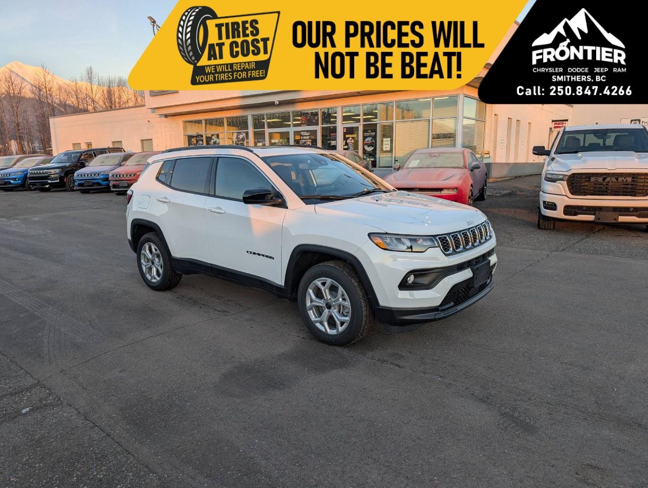 <p>Step into the future with the 2026 Jeep Compass North 4x4, a stunning white SUV that combines rugged capability and sophisticated handling with its robust 4x4 drivetrain. This brand-new model is designed to conquer both urban and off-road adventures with style and confidence.</p><p>The exterior of the Jeep Compass is sleekly finished in classic white, a choice that highlights its bold lines and capable stance. The interior is refined with a luxurious black finish, complemented by heated front seats and a leather-wrapped steering wheel for a touch of elegance. Alloy wheels and heated mirrors add practicality and style to this already impressive package.</p><p>In terms of technology, the Compass North is equipped to the brim. Stay connected on the go with an integrated smart device system, wireless hot spot, and convenient features like a backup camera and Bluetooth connectivity. For safety, lane assist and brake assist technologies ensure peace of mind, while a suite of features like a remote start and cruise control offer modern convenience at your fingertips.</p><p>This Jeep Compass North 4x4 is perfect for those who crave adventure without sacrificing comfort and safety. Whether you're seeking a vehicle for a growing family or personal exploration, contact the dealership today to experience the Jeep Compass first-hand and learn more about this fantastic SUV.</p>