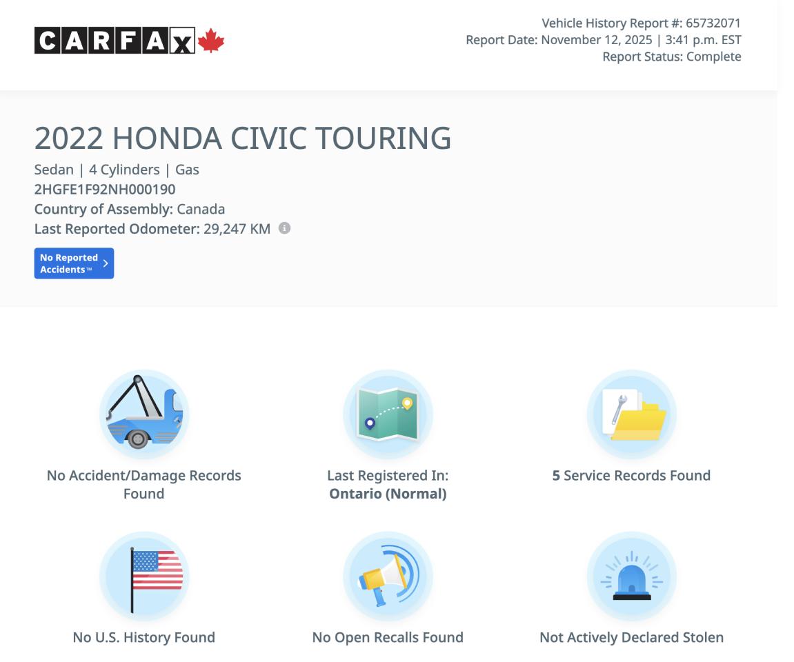 2022 Honda Civic Touring FULLY LOADED NO ACCIDENTS HEATED SEATS Photo