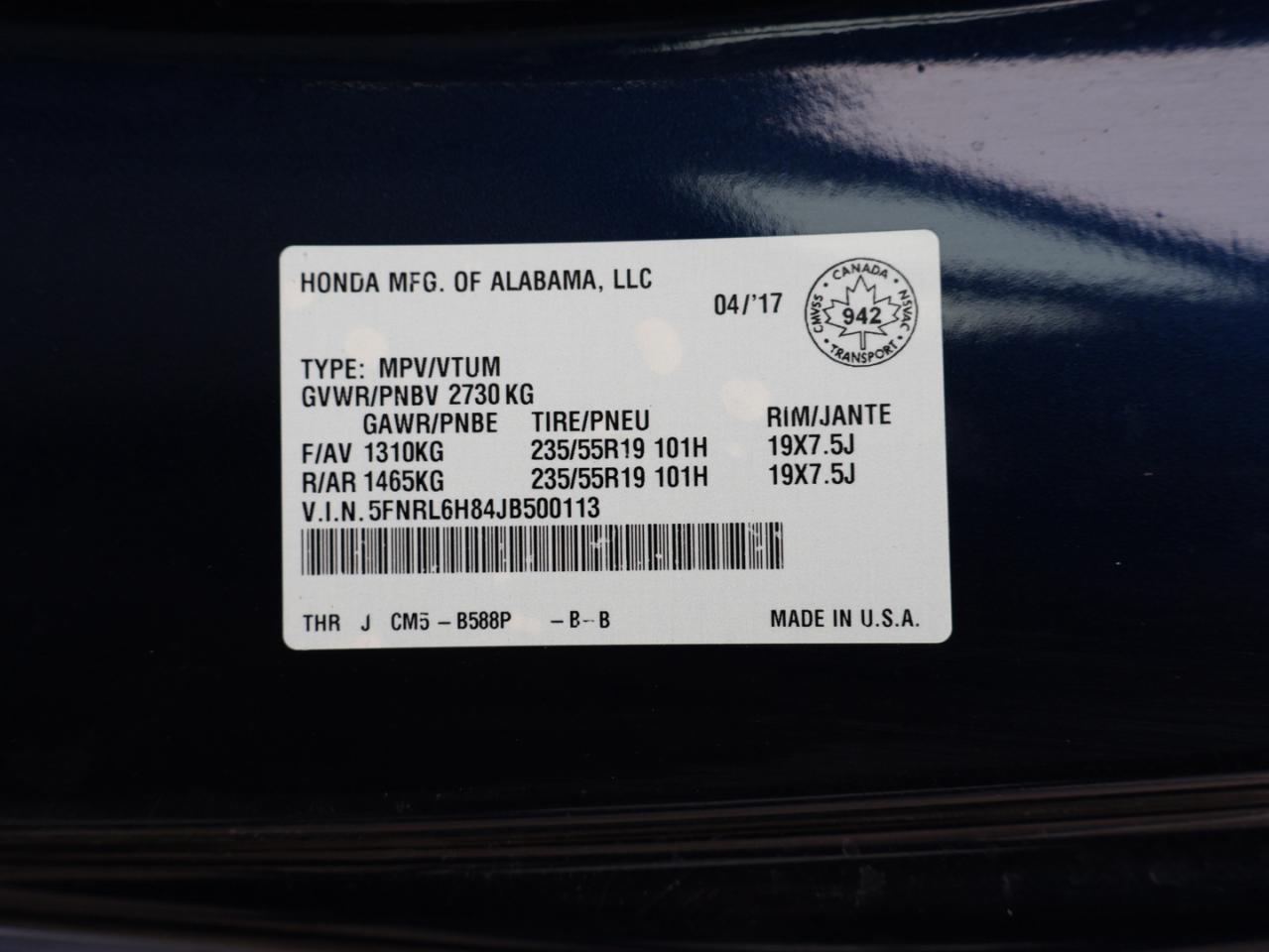 2018 Honda Odyssey TOURING CERTIFIED *1 OWNER* CAMERA NAV DVD LEATHER HEATED SEATS SUNROOF CRUISE ALLOYS Photo