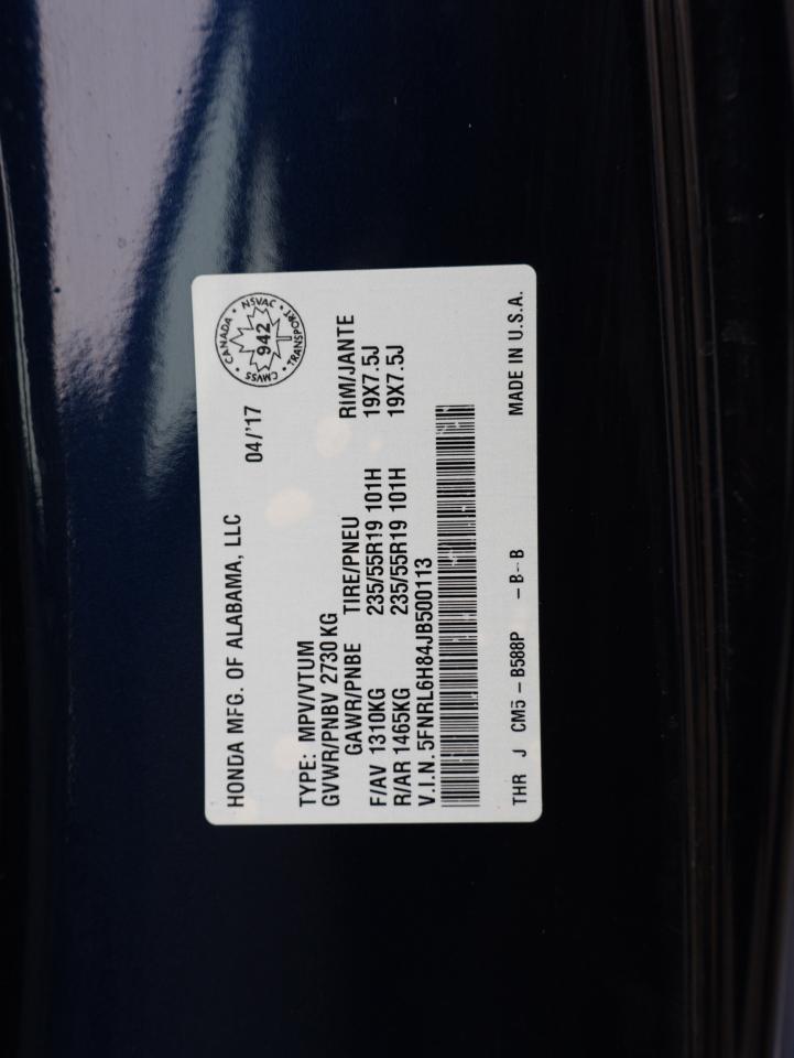 2018 Honda Odyssey TOURING CERTIFIED *1 OWNER* CAMERA NAV DVD LEATHER HEATED SEATS SUNROOF CRUISE ALLOYS Photo