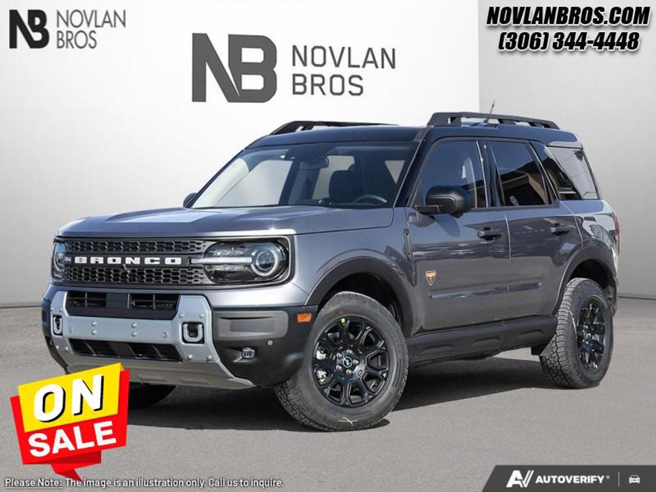 <b>Sunroof, Leather Seats, Badlands Tech Package, Dual Zone Auto Temp Control!</b><br> <br> <br> <br>Check out our great inventory of new vehicles at Novlan Brothers!<br> <br>Designed for every adventurer, this Bronco Sport gets you out into the wild, and back again. <br> <br>A compact footprint, an iconic name, and modern luxury come together to make this Bronco Sport an instant classic. Whether your next adventure takes you deep into the rugged wilds, or into the rough and rumble city, this Bronco Sport is exactly what you need. With enough cargo space for all of your gear, the capability to get you anywhere, and a manageable footprint, theres nothing quite like this Ford Bronco Sport.<br> <br>This Shadow Black SUV has a 8 Speed Automatic transmission and is powered by a 250HP 2.0L 4 Cylinder Engine. <br> <br> Our Bronco Sports trim level is Badlands. Rugged and capable, this Bronco Sport Badlands is ready for your next off-road adventure, with beefy off-road suspension, a reinforced undercarriage with 4 skid plates, off-road wheels, and front tow hooks. Also standard include heated seats with SiriusXM streaming radio and exclusive aluminum wheels. This SUV also features a slew of standard infotainment and convenience features, including voice-activated automatic air conditioning, a 12-inch SYNC 4 powered infotainment screen with Apple CarPlay and Android Auto, smart charging USB type-A and type-C ports, 4G LTE mobile hotspot internet access, proximity keyless entry with remote start, and a robust terrain management system that features the trademark Go Over All Terrain (G.O.A.T.) driving modes. Additional features include blind spot detection, rear cross traffic alert and pre-collision assist with automatic emergency braking, lane keeping assist, lane departure warning, forward collision alert, driver monitoring alert, a rear-view camera, 3 12-volt DC and 120-volt AC power outlets, and so much more. This vehicle has been upgraded with the following features: Sunroof, Leather Seats, Badlands Tech Package, Dual Zone Auto Temp Control.<br><br> View the original window sticker for this vehicle with this url <b><a href=http://www.windowsticker.forddirect.com/windowsticker.pdf?vin=3FMCR9DA5SRF64865 target=_blank>http://www.windowsticker.forddirect.com/windowsticker.pdf?vin=3FMCR9DA5SRF64865</a></b>.<br> <br>To apply right now for financing use this link: <a href=http://novlanbros.com/credit/ target=_blank>http://novlanbros.com/credit/</a><br><br> <br/> Weve discounted this vehicle $1500. Total  rebate of $6500 is reflected in the price.   5.49% financing for 84 months. <br> Payments from <b>$664.54</b> monthly with $0 down for 84 months @ 5.49% APR O.A.C. ( Plus applicable taxes -  Plus applicable fees   ).  Incentives expire 2026-04-30.  See dealer for details. <br> <br><br> Come by and check out our fleet of 20+ used cars and trucks and 80+ new cars and trucks for sale in Paradise Hill.  o~o
