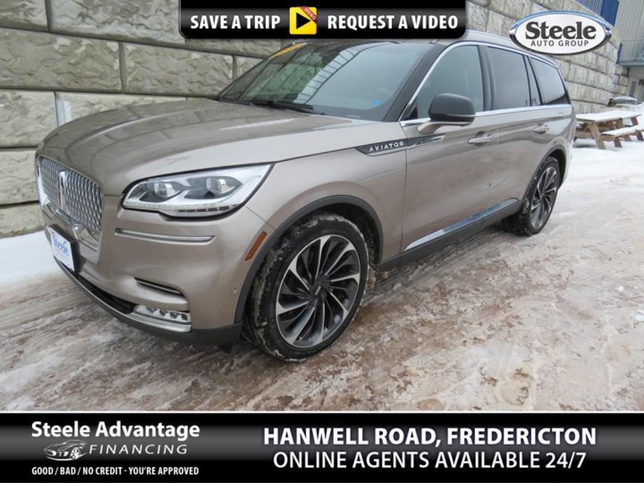 New Price!CARFAX Canada No Reported AccidentsIced Mocha Metallic Premium Colorant 2020 Lincoln Aviator Reserve AWD 10-Speed Automatic 3.0L V628 Speakers, 3.58 Axle Ratio, 3rd row seats: split-bench, 4-Wheel Disc Brakes, ABS brakes, Adaptive suspension, Air Conditioning, Alloy wheels, AM/FM radio: SiriusXM, Audio memory, Auto High-beam Headlights, Auto-dimming door mirrors, Auto-dimming Rear-View mirror, Automatic temperature control, Block heater, Brake assist, Bumpers: body-colour, Compass, Delay-off headlights, Driver door bin, Driver vanity mirror, Dual front impact airbags, Dual front side impact airbags, Electronic Stability Control, Emergency communication system: SYNC 3 911 Assist, Enhanced Luxury Leather Front Bucket Seats, Exterior Parking Camera Rear, Four wheel independent suspension, Front anti-roll bar, Front Bucket Seats, Front dual zone A/C, Front fog lights, Front reading lights, Fully automatic headlights, Garage door transmitter, Head restraints memory, Heated door mirrors, Heated front seats, Heated rear seats, Heated steering wheel, HVAC memory, Illuminated entry, Knee airbag, Low tire pressure warning, Memory seat, Navigation System, Occupant sensing airbag, Outside temperature display, Overhead airbag, Overhead console, Panic alarm, Passenger door bin, Passenger vanity mirror, Power door mirrors, Power driver seat, Power Liftgate, Power moonroof: Panoramic Vista Roof, Power passenger seat, Power steering, Power windows, Radio data system, Radio: Revel Ultima 3D Audio System w/28 Speakers, Rain sensing wipers, Rear air conditioning, Rear anti-roll bar, Rear audio controls, Rear dual zone A/C, Rear reading lights, Rear Seat Flow-Through Console w/Audio Controls, Rear window defroster, Rear window wiper, Remote keyless entry, Roof rack: rails only, Security system, SiriusXM Radio, Speed control, Speed-Sensitive Wipers, Split folding rear seat, Spoiler, Steering wheel memory, Steering wheel mounted A/C controls, Steering wheel mounted audio controls, SYNC 3 Communication & Entertainment System, Tachometer, Telescoping steering wheel, Tilt steering wheel, Traction control, Trip computer, Turn signal indicator mirrors, Variably intermittent wipers, Ventilated front seats, Ventilated rear seats, Wheels: 20 Bright Machined Aluminum.Certification Program Details: 80 Point Inspection Fresh Oil Change Full Vehicle Detail Full tank of Gas 2 Years Fresh MVI Brake through InspectionAt Steele GMC Buick Fredericton, were proud to be your Used Car Mega Center serving drivers all across Atlantic Canada from Fredericton, Oromocto, New Maryland, Woodstock, Saint John, and Moncton in New Brunswick, to Nova Scotia, Prince Edward Island, and Newfoundland. Our inventory features all makes and models of used cars, trucks, SUVs, and vans, giving you the best selection in the region. Whether you need a fuel-efficient sedan, a family SUV, or a rugged pickup, youll find it right here at Steele GMC Buick Fredericton. With our Market Value Pricing, every vehicle is priced based on real-time market conditions, ensuring you get the best possible deal without the hassle of negotiating. We keep pricing transparent and competitive so you can shop with total confidence. No matter your credit situation good, bad, or no credit at all youre approved. Our finance experts work with lenders across Atlantic Canada to find the best terms for your budget, including second-chance financing, newcomer programs, and credit rebuilding solutions. As part of Steele Auto Group, Atlantic Canadas most diversified automotive group with 47 dealerships representing 27 brands, we offer unmatched selection, buying power, and customer support. That means if the vehicle you want isnt on our Fredericton lot, we can source it quickly from our massive dealer network across the Maritimes. When it comes to used vehicles, Steele GMC Buick Fredericton is the destination for drivers all across Atlantic C